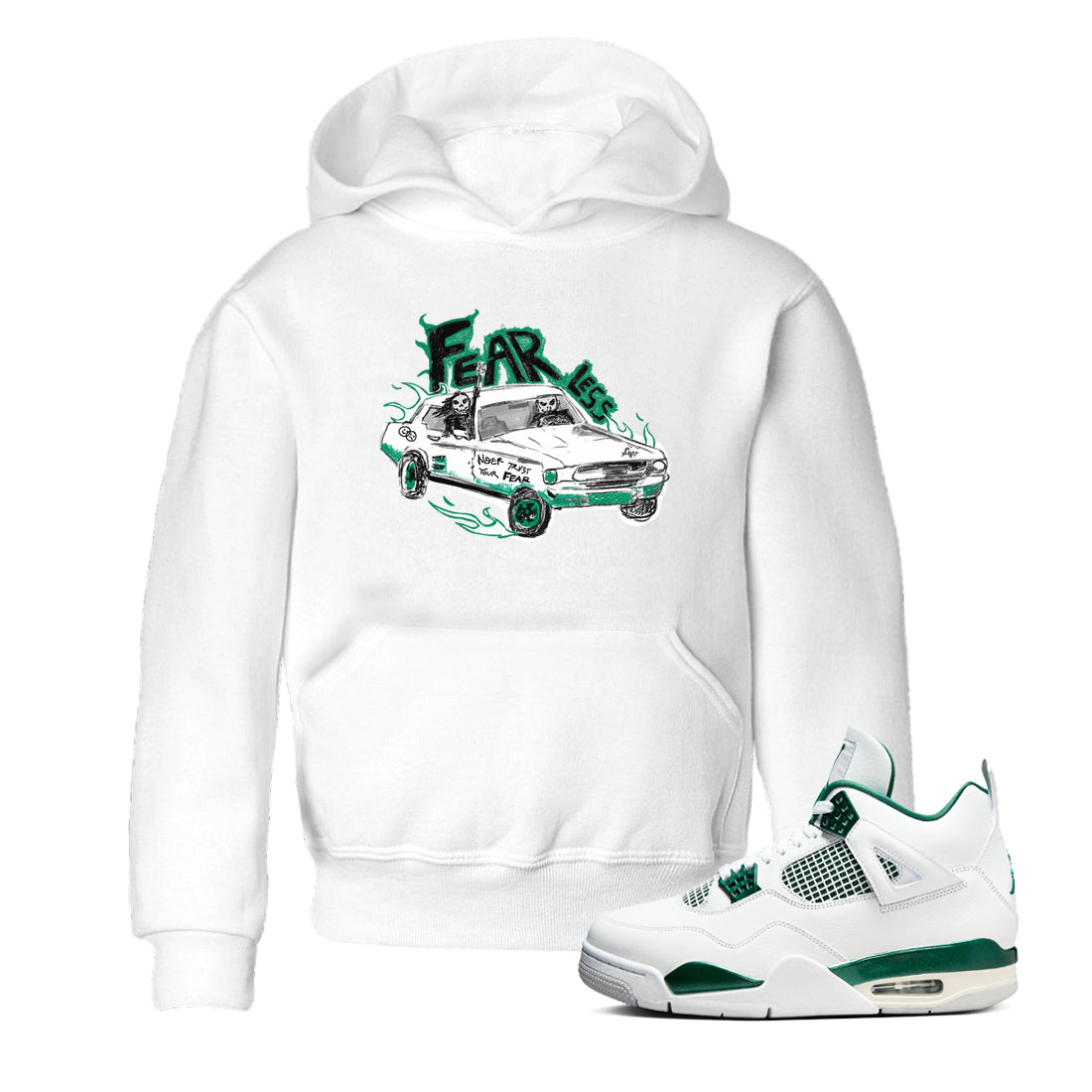 Fearless Car snkmatch Tees Kids - Air Jordan 4 Oxidized Green