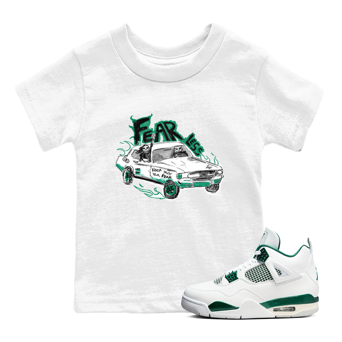 Fearless Car snkmatch Tees Kids - Air Jordan 4 Oxidized Green