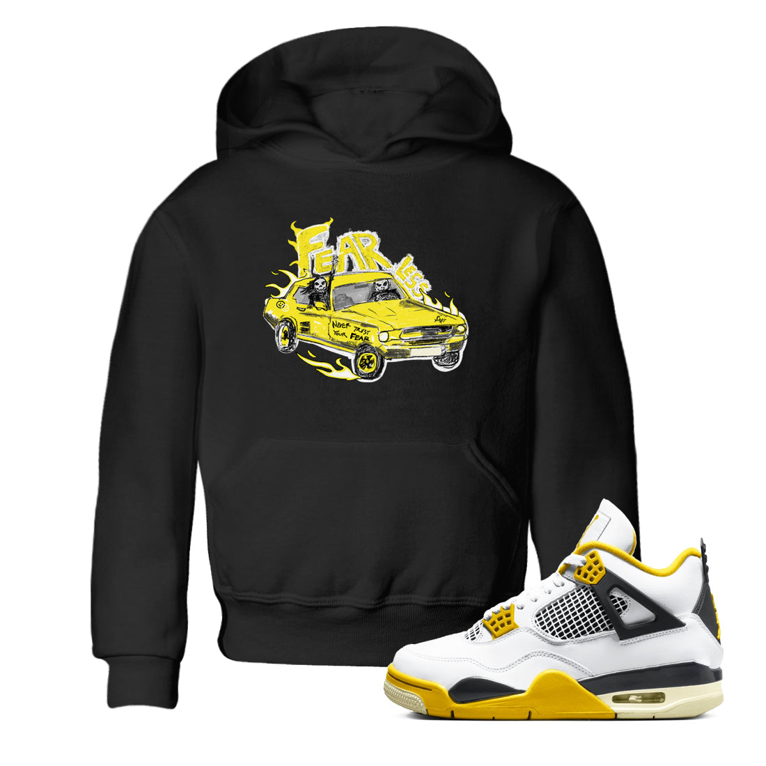 Fearless Car snkmatch Tees Kids - Air Jordan 4 Vivid Sulfur