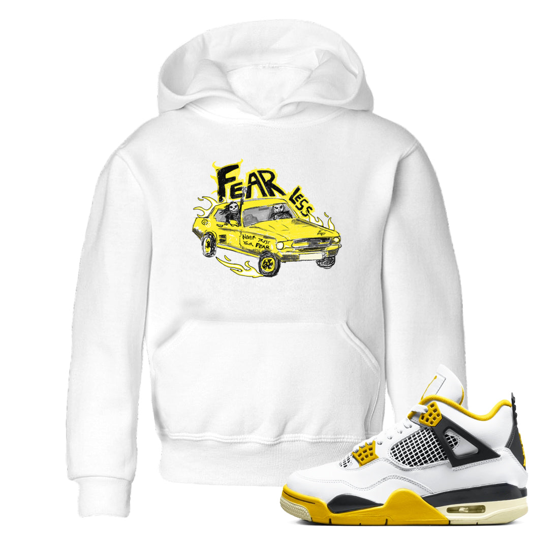 Fearless Car snkmatch Tees Kids - Air Jordan 4 Vivid Sulfur
