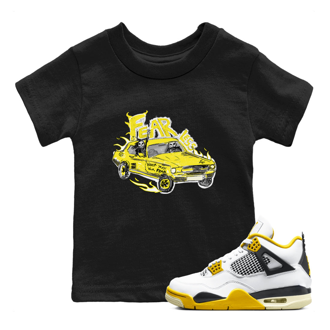 Fearless Car snkmatch Tees Kids - Air Jordan 4 Vivid Sulfur