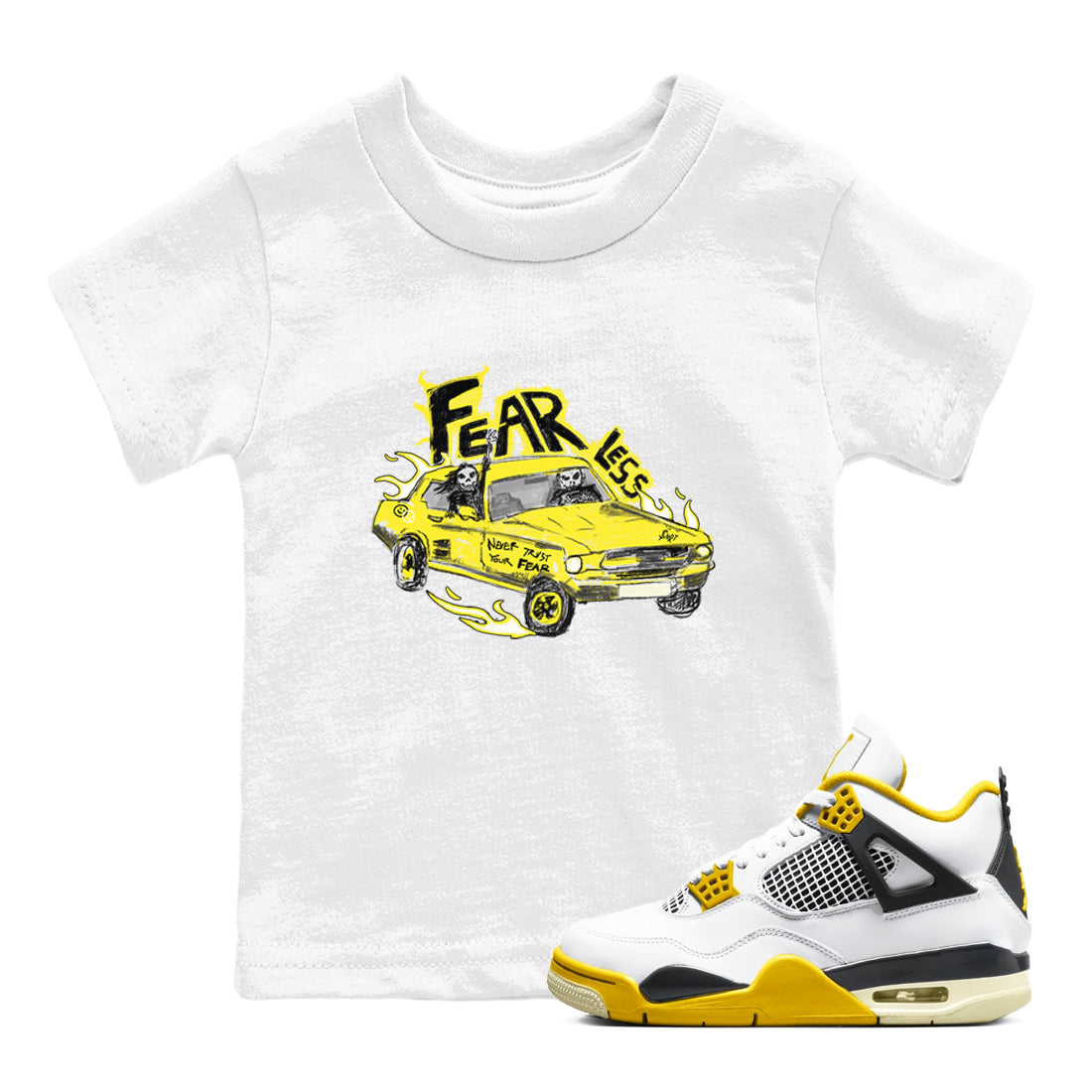 Fearless Car snkmatch Tees Kids - Air Jordan 4 Vivid Sulfur