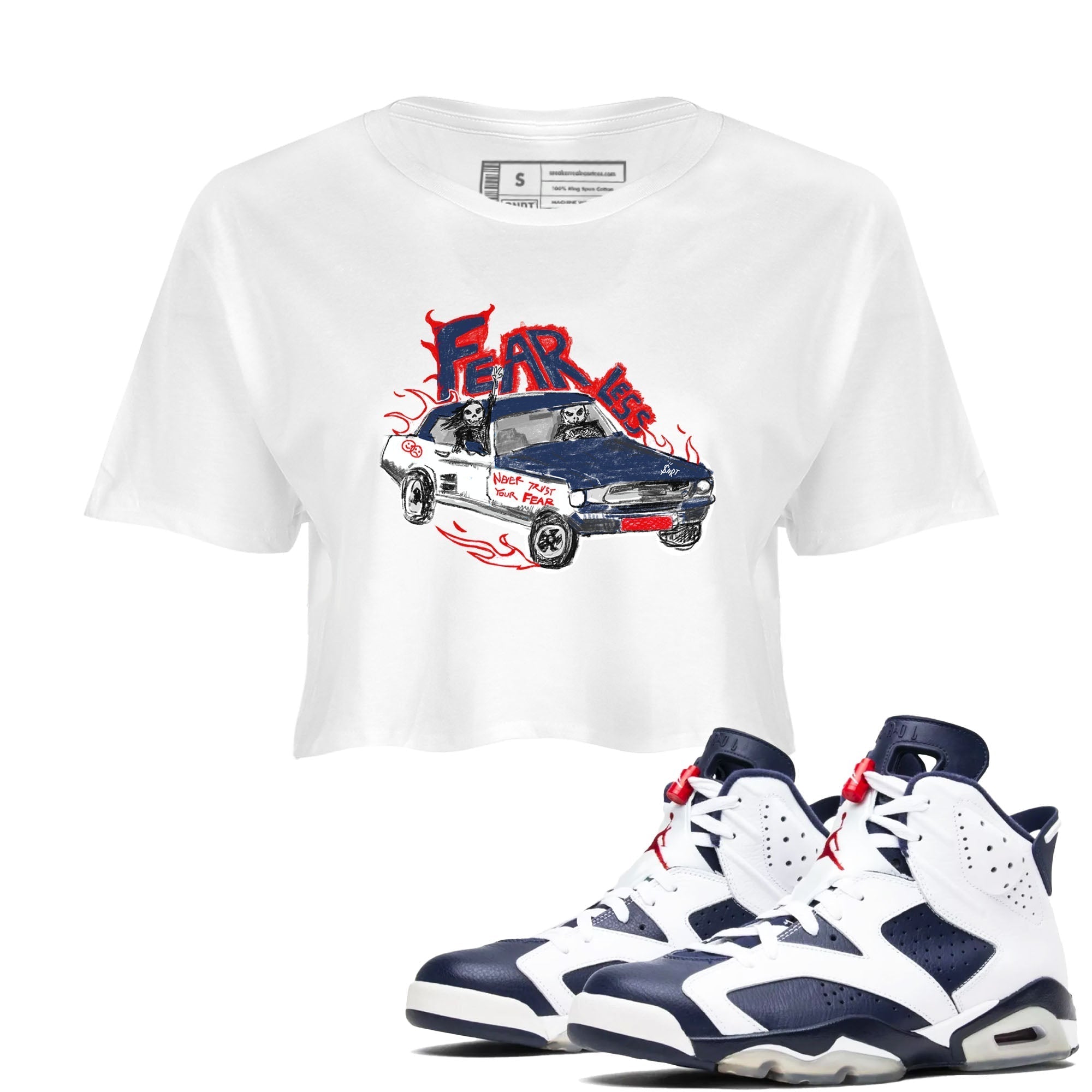 Fearless Car snkmatch Women's Top - Air Jordan 6 White And Midnight Navy