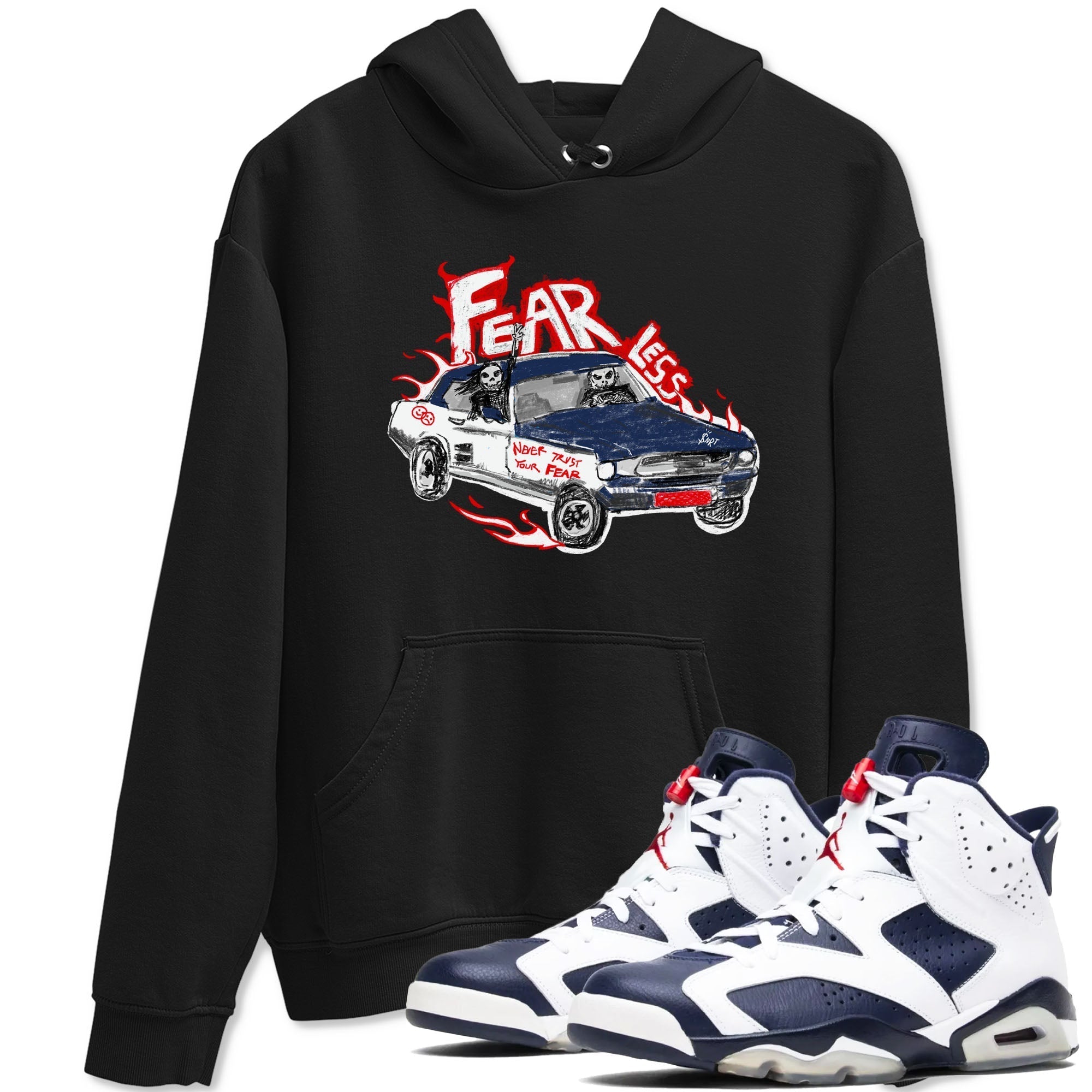 Fearless Car snkmatch Tees - Air Jordan 6 White And Midnight Navy