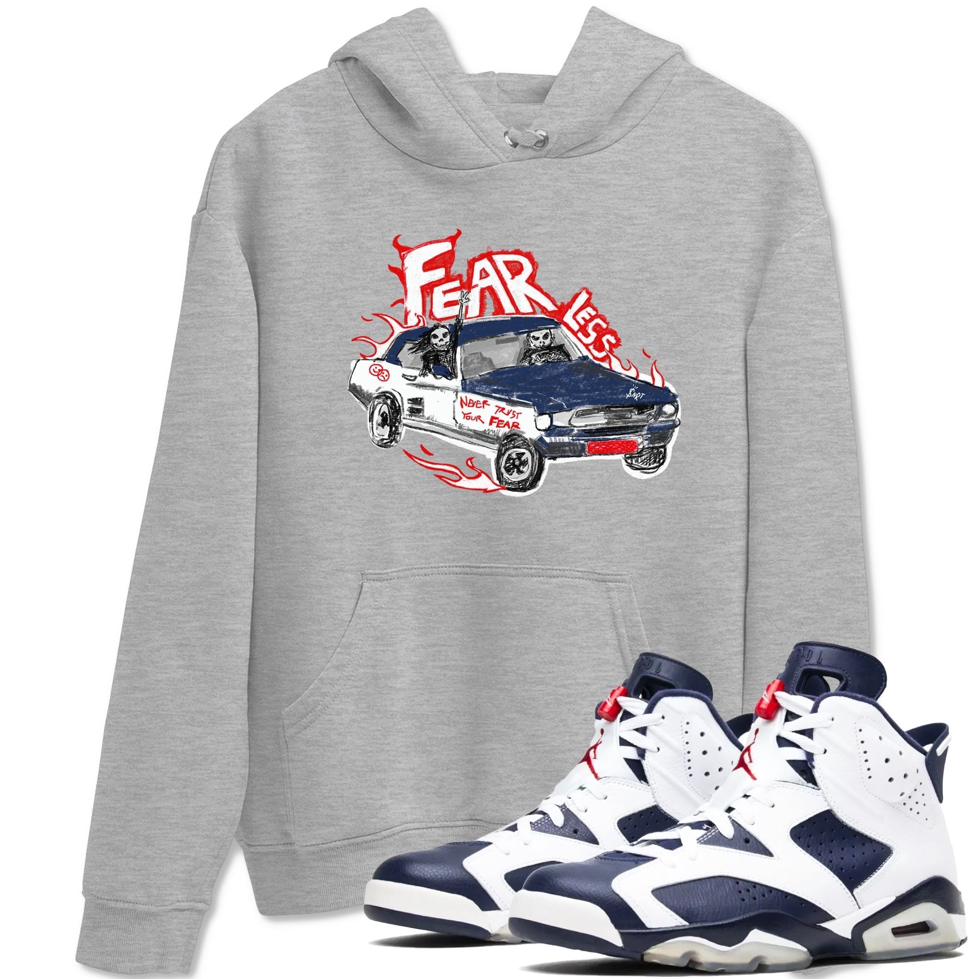 Fearless Car snkmatch Tees - Air Jordan 6 White And Midnight Navy