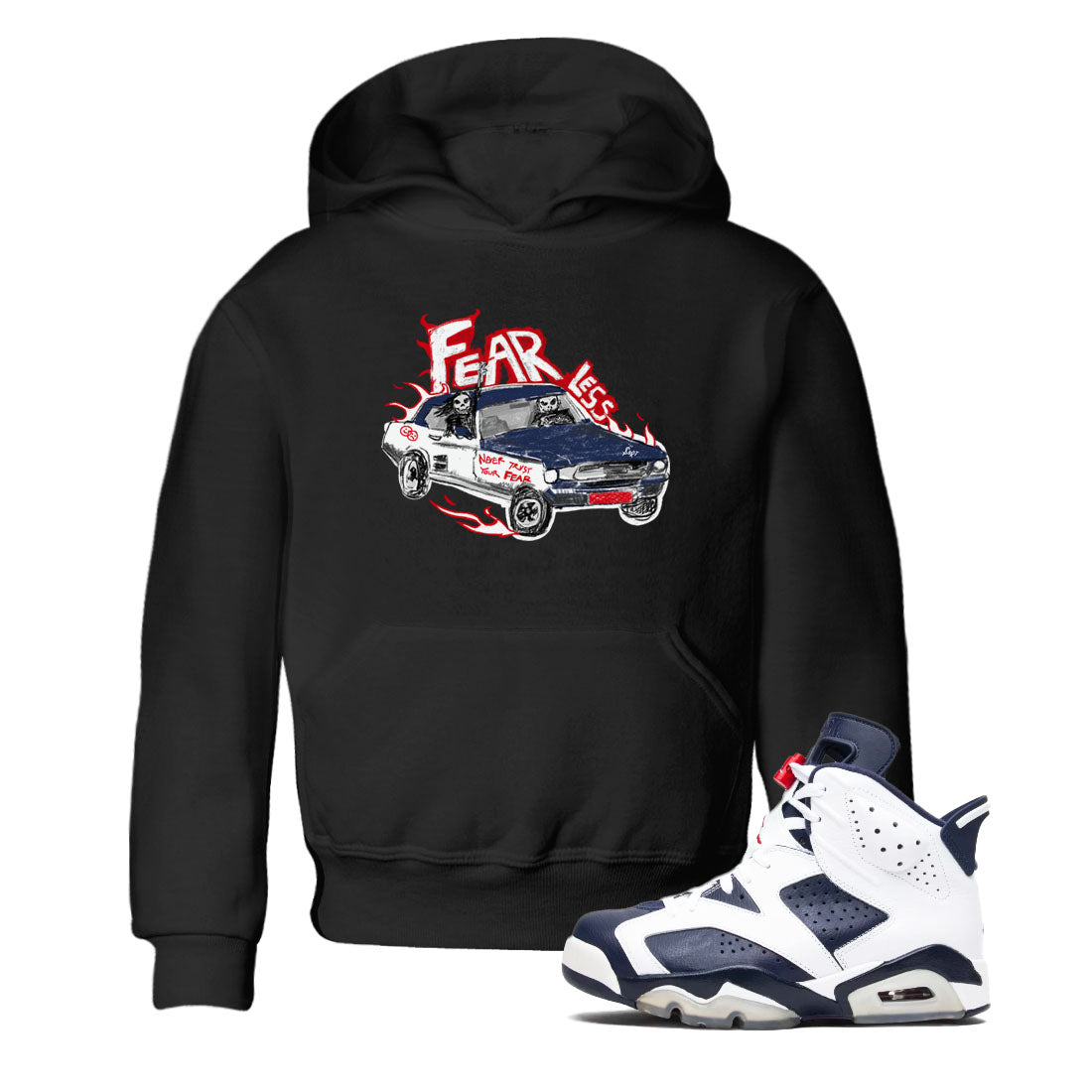 Fearless Car snkmatch Tees Kids - Air Jordan 6 White And Midnight Navy