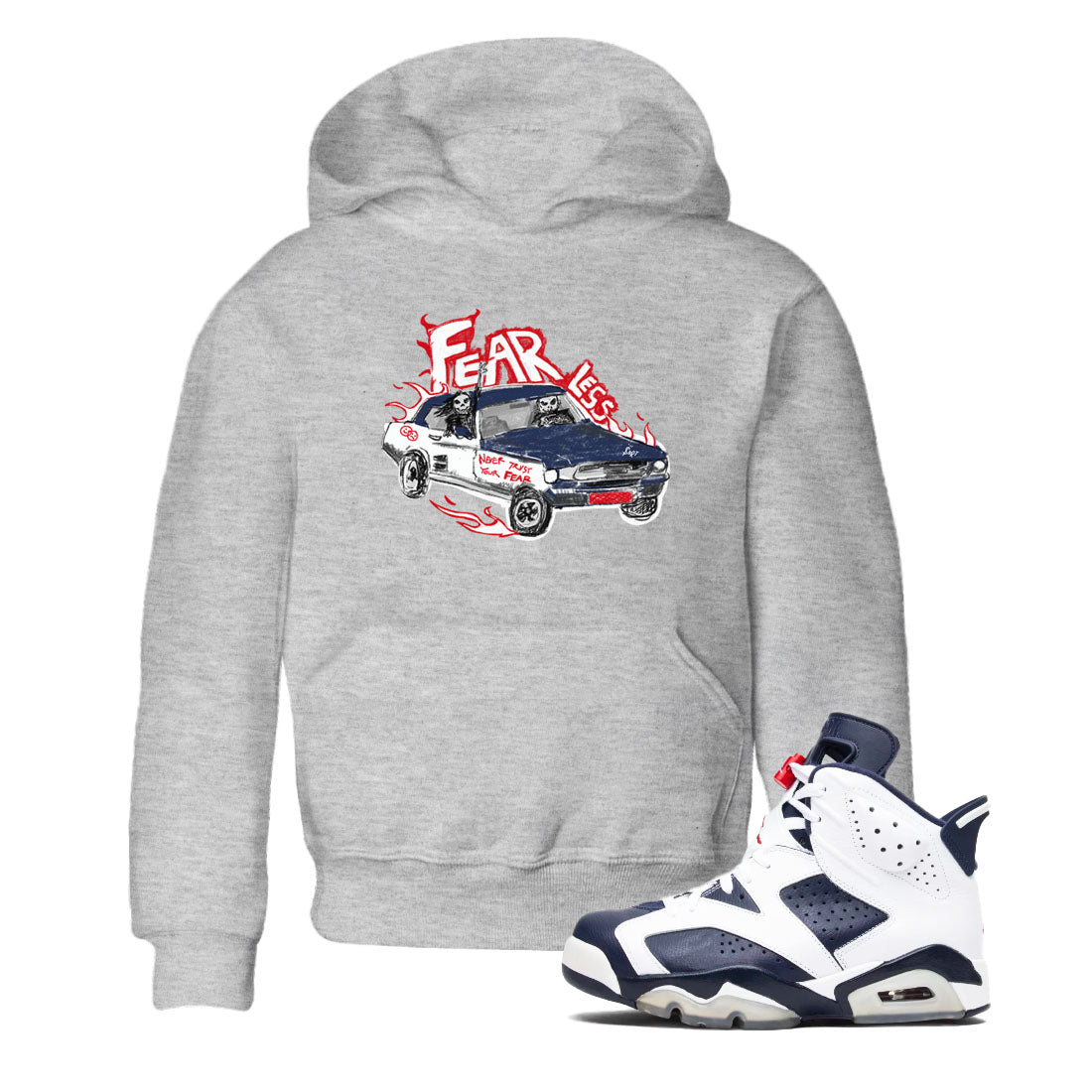 Fearless Car snkmatch Tees Kids - Air Jordan 6 White And Midnight Navy