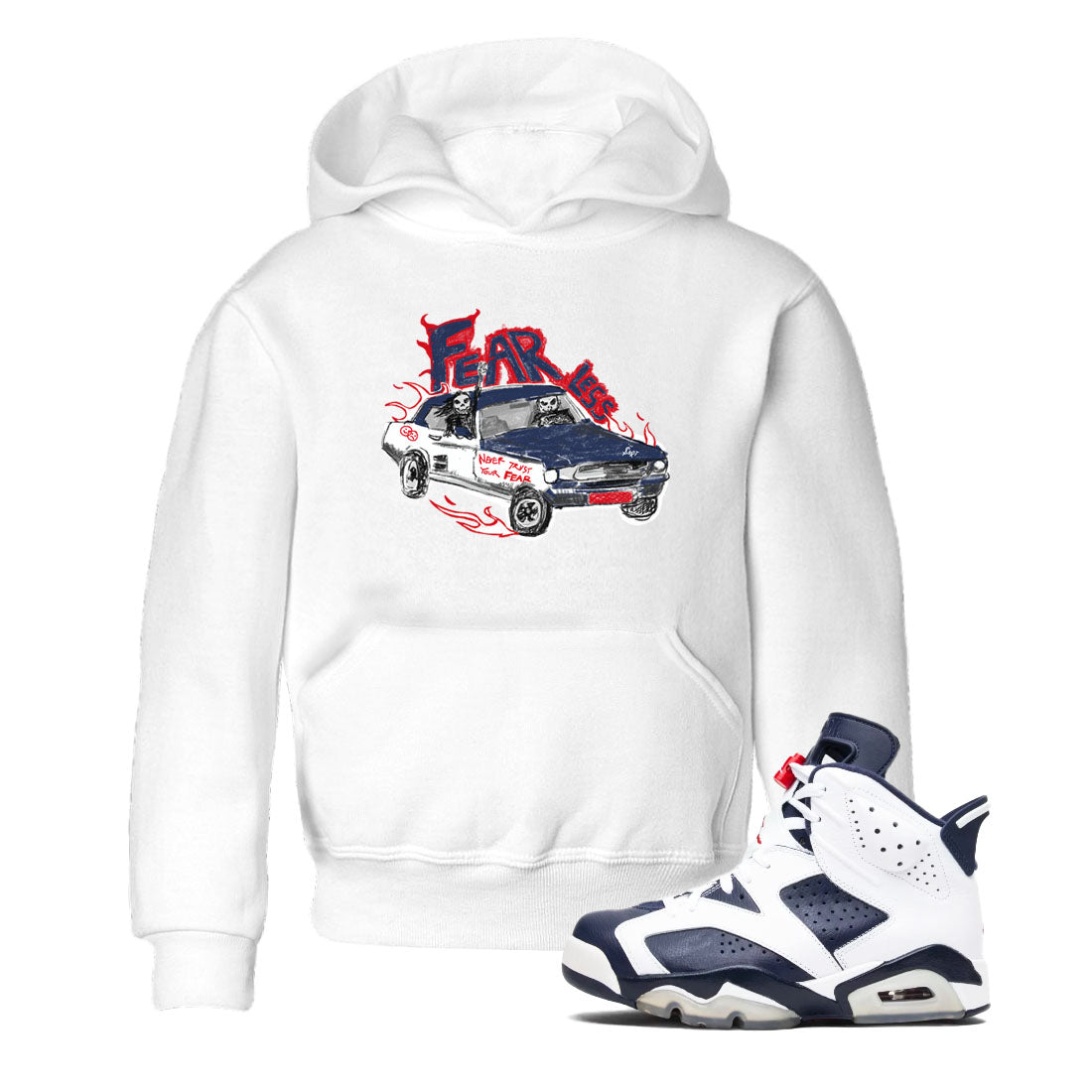 Fearless Car snkmatch Tees Kids - Air Jordan 6 White And Midnight Navy