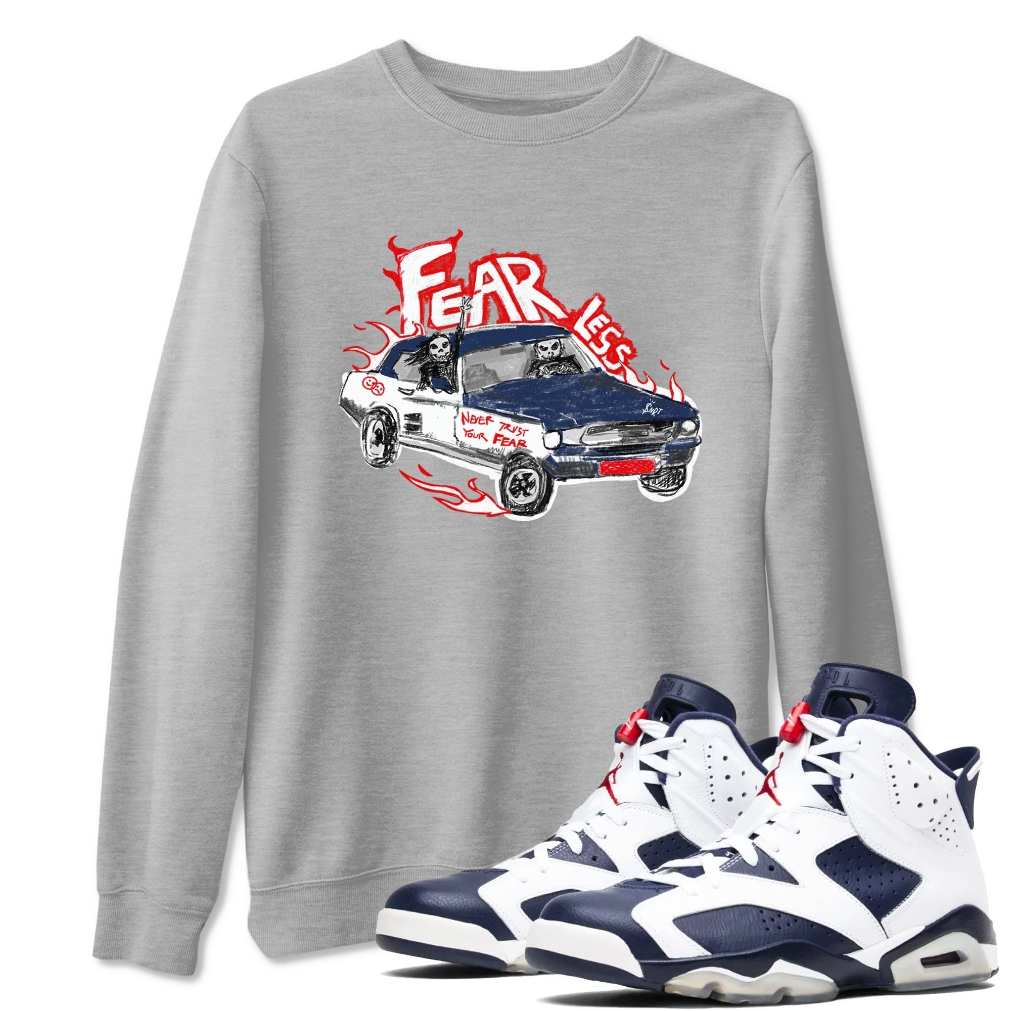Fearless Car snkmatch Tees - Air Jordan 6 White And Midnight Navy