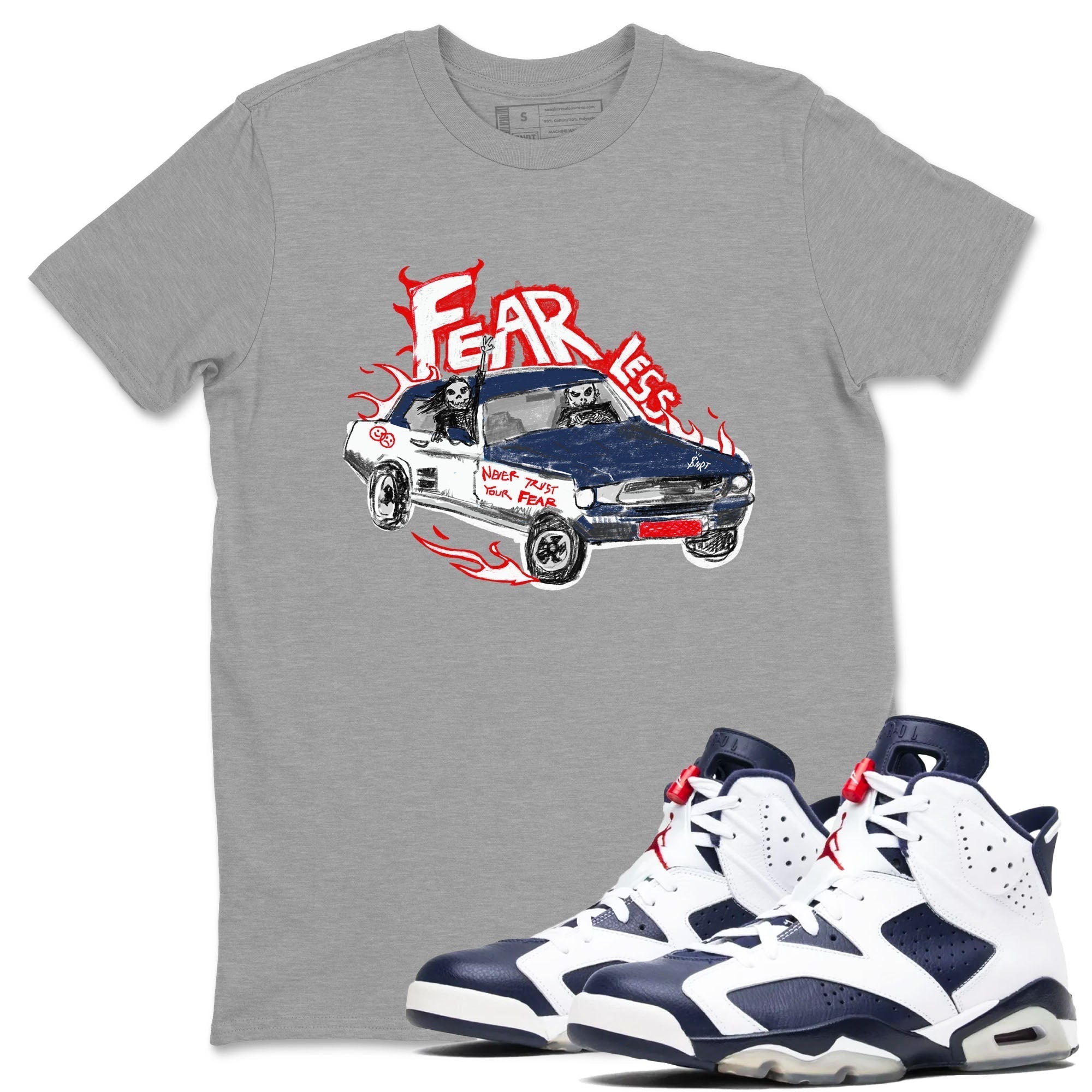 Fearless Car snkmatch Tees - Air Jordan 6 White And Midnight Navy