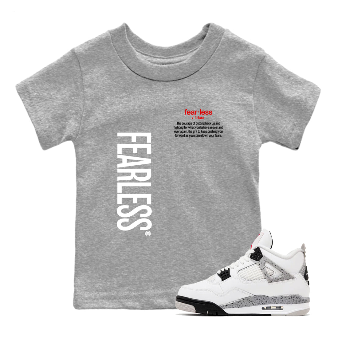 Fearless Definition snkmatch Tees Kids - Air Jordan 4 White Cement
