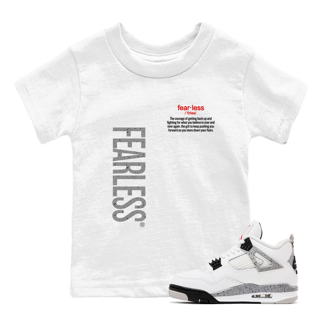 Fearless Definition snkmatch Tees Kids - Air Jordan 4 White Cement