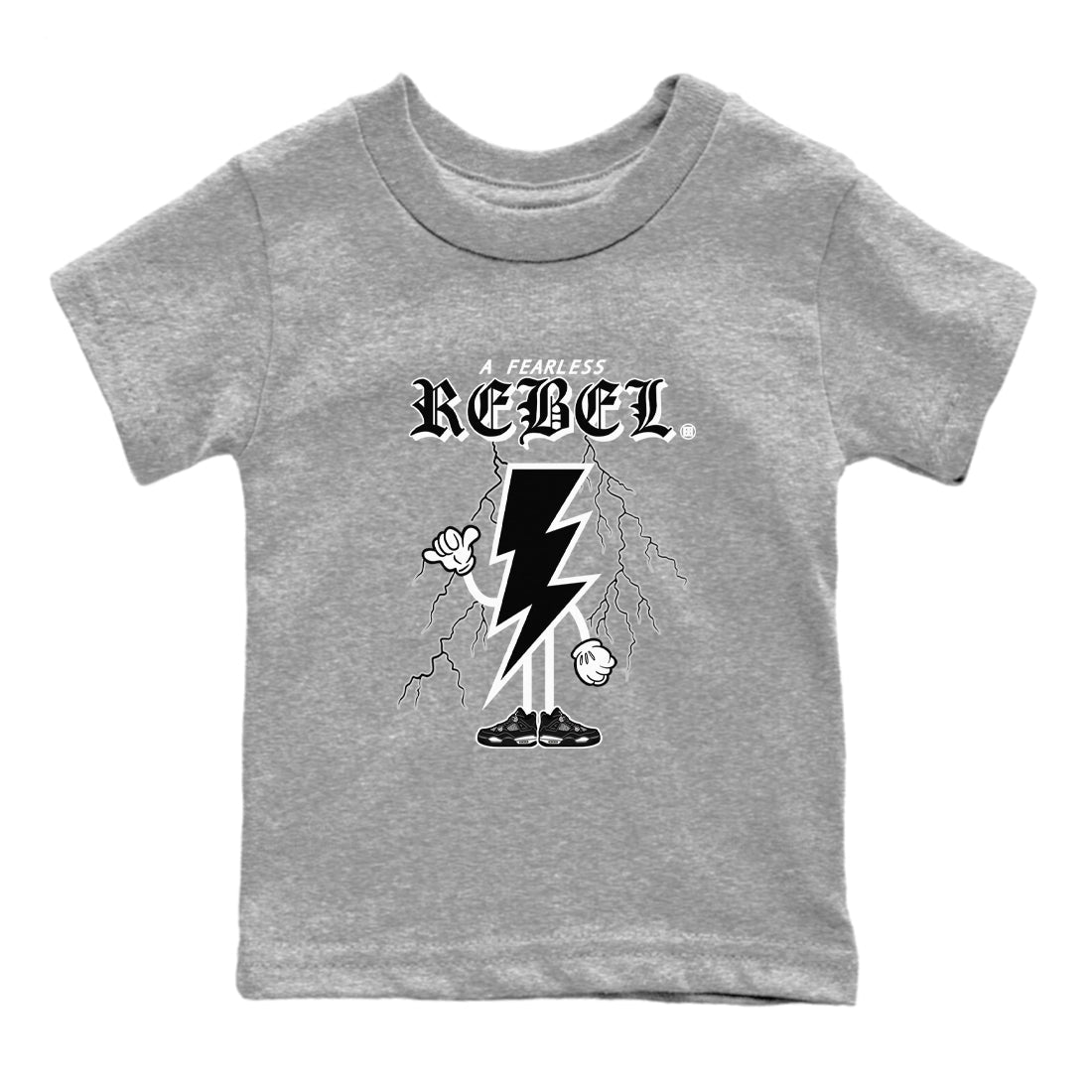 Fearless Rebel snkmatch Tees Kids - Air Jordan 4 White Thunder