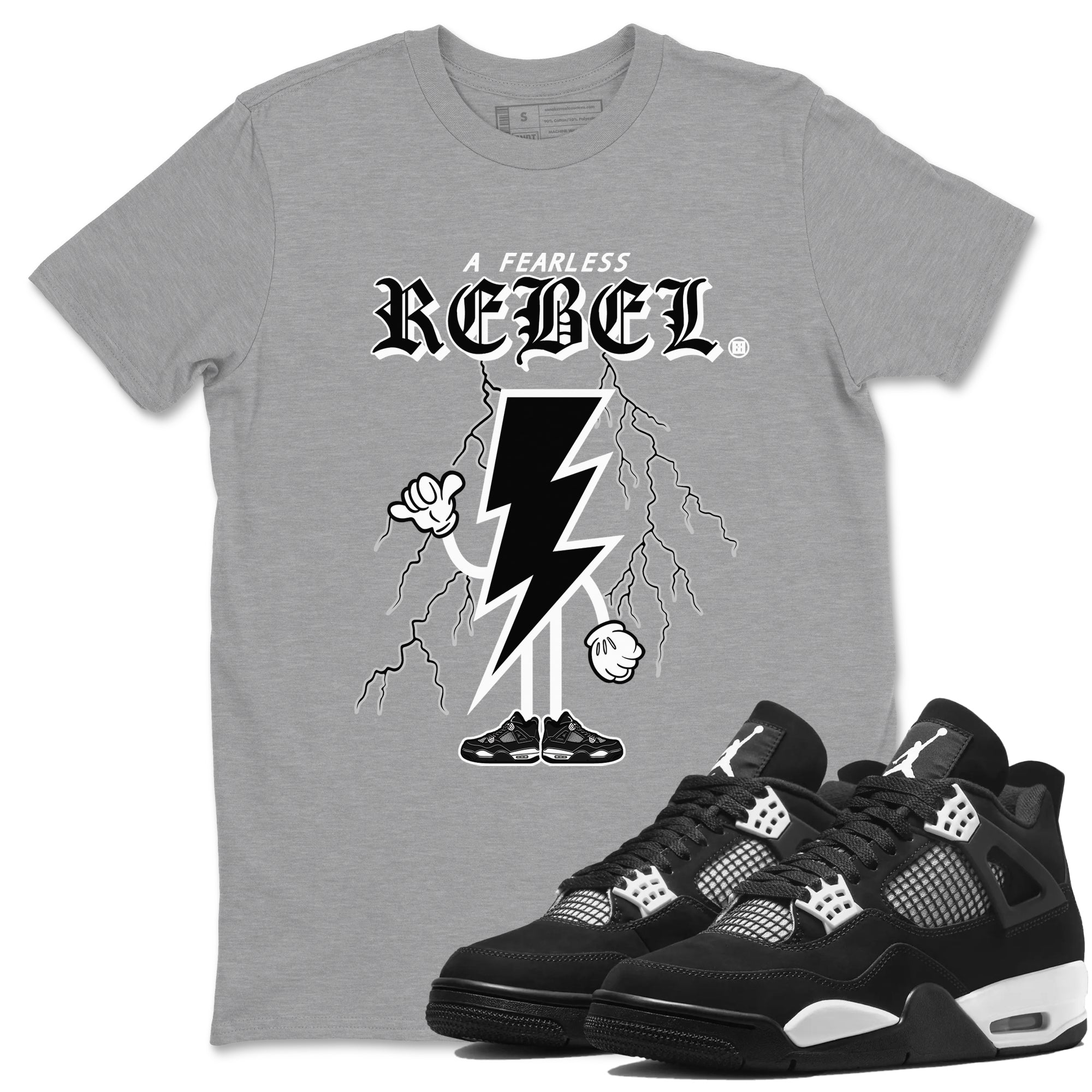 Fearless Rebel snkmatch Tees - Air Jordan 4 White Thunder