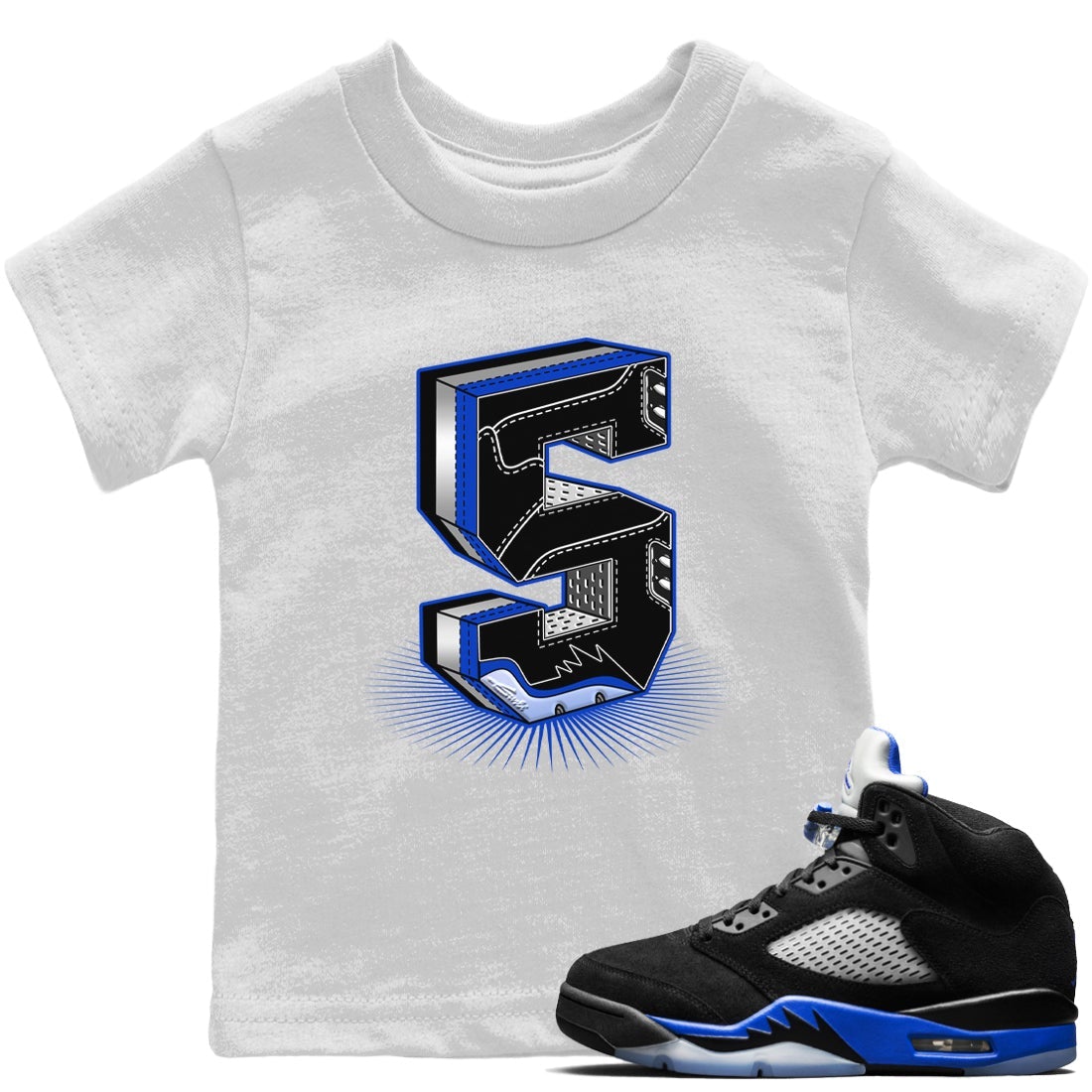 Five Statue Kids Tops - Air Jordan 5 Racer Blue
