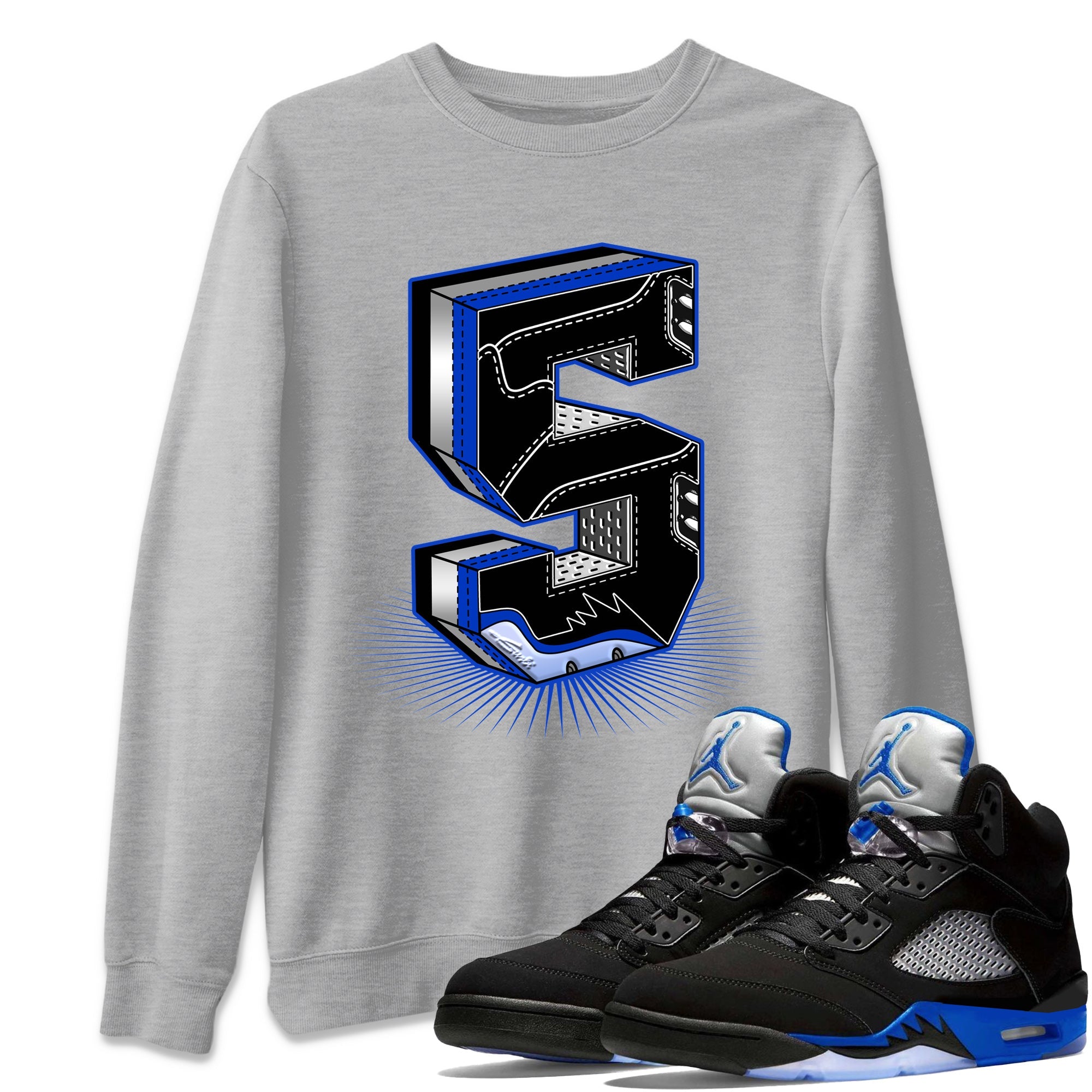 Five Statue Unisex Tops - Air Jordan 5 Racer Blue