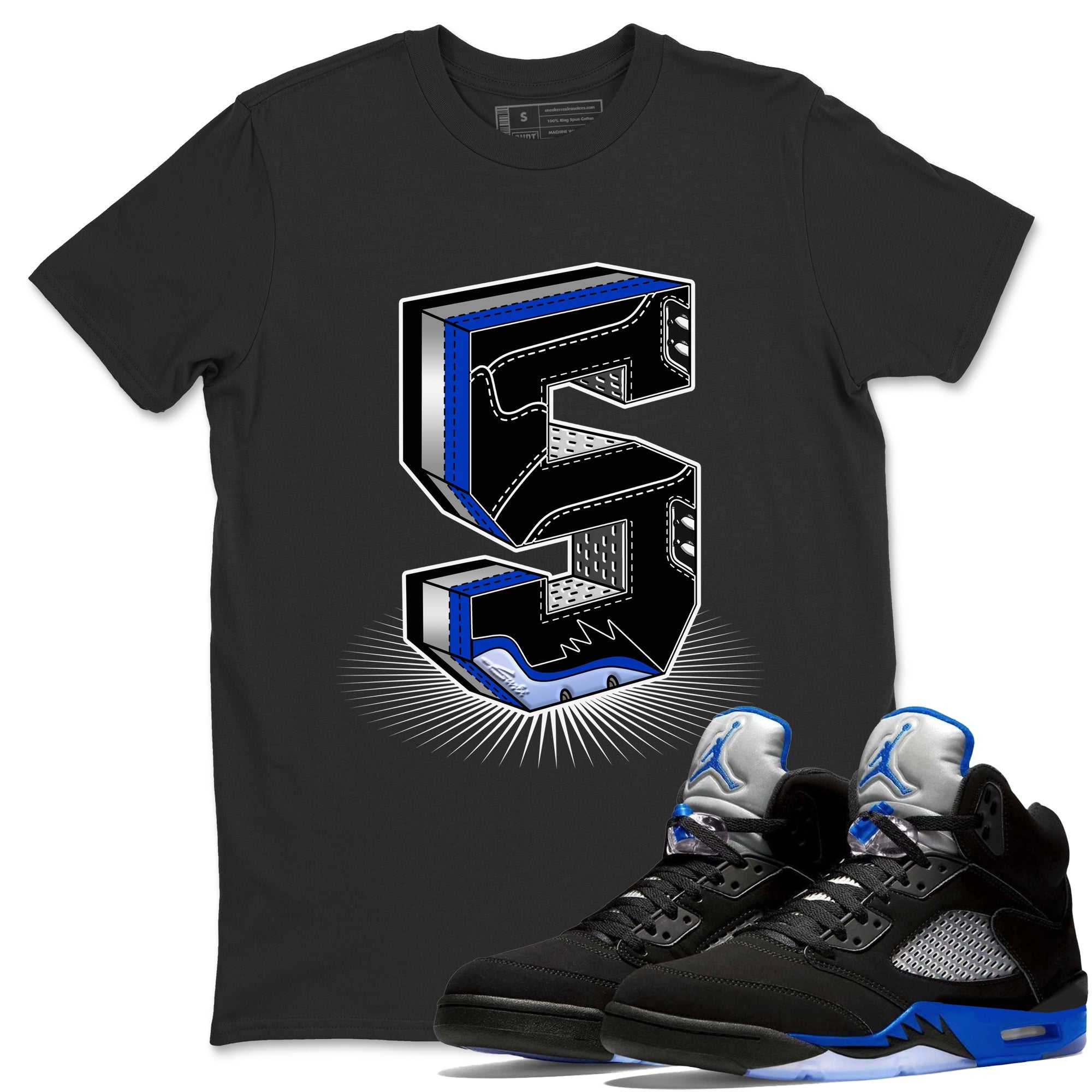 Five Statue Unisex Tops - Air Jordan 5 Racer Blue
