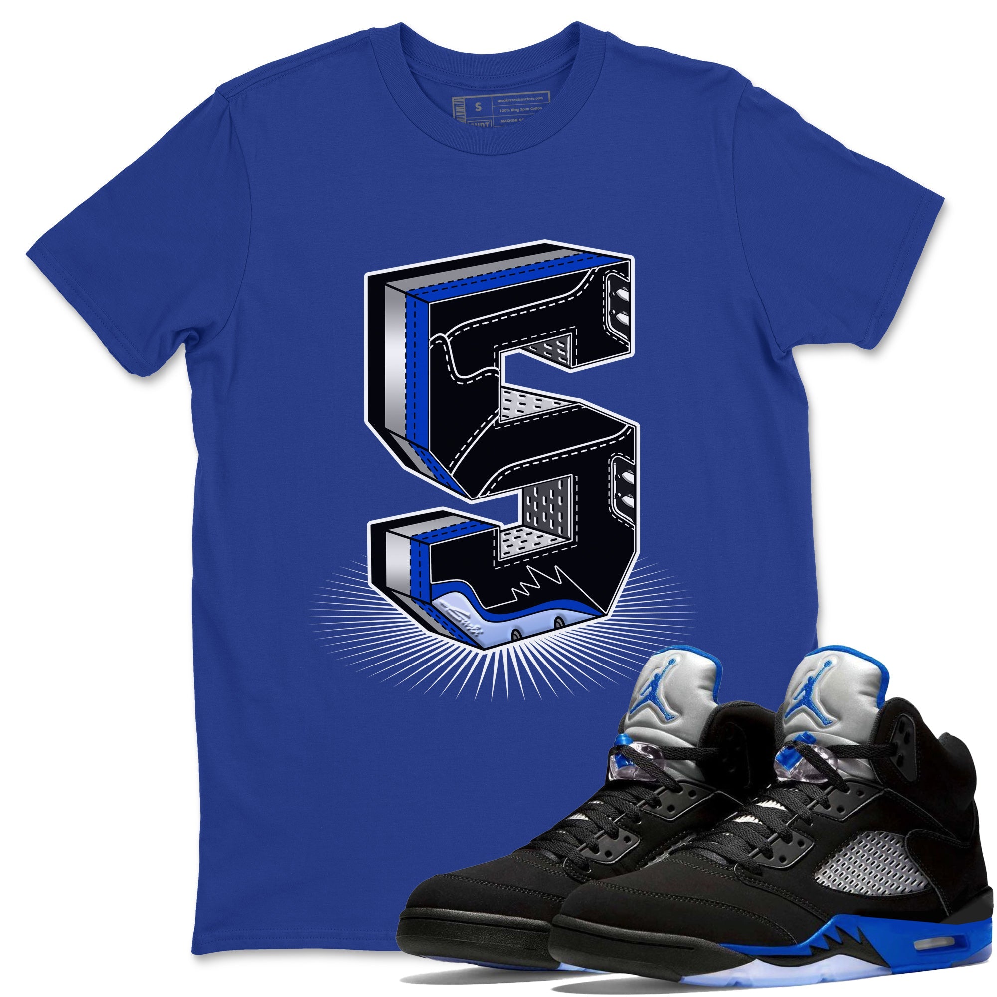Five Statue Unisex Tops - Air Jordan 5 Racer Blue