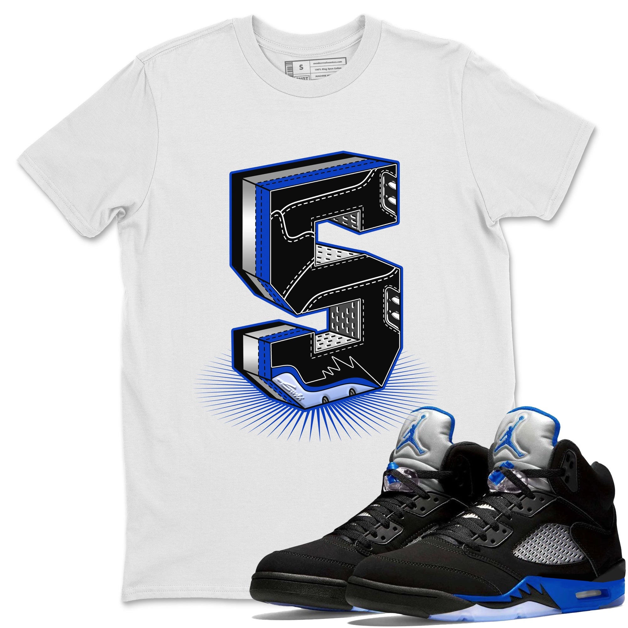 Five Statue Unisex Tops - Air Jordan 5 Racer Blue