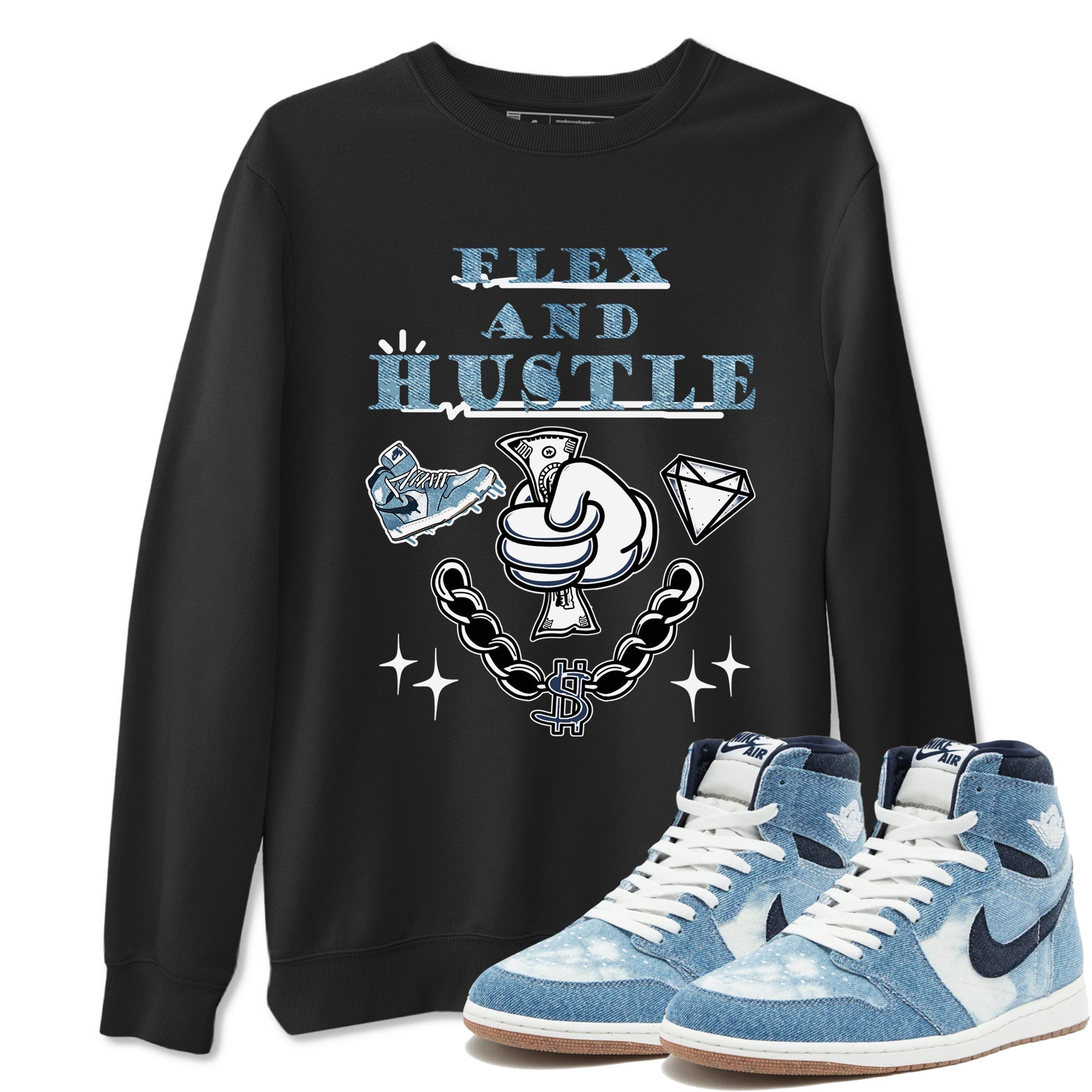 Flex And Hustle snkmatch Tees - Air Jordan 1 Denim 2024