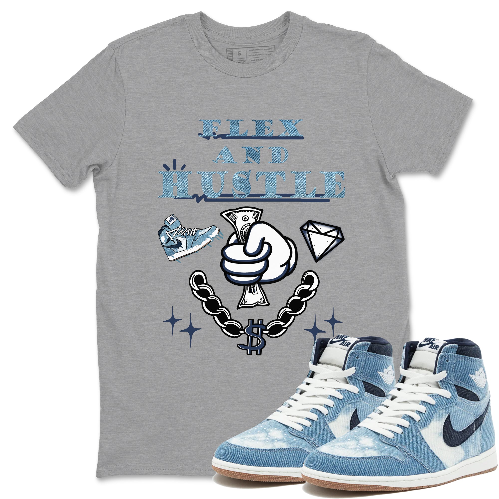 Flex And Hustle snkmatch Tees - Air Jordan 1 Denim 2024