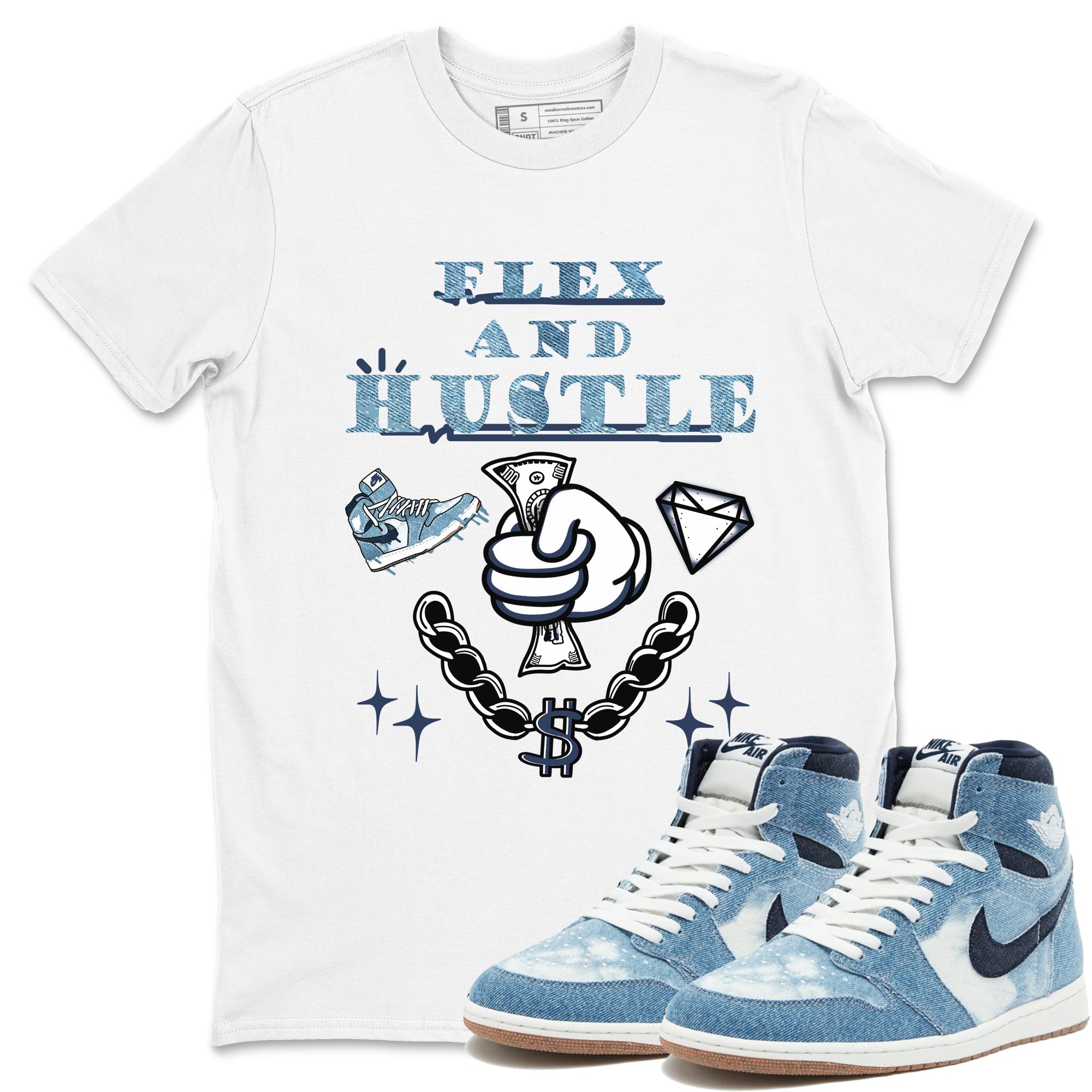 Flex And Hustle snkmatch Tees - Air Jordan 1 Denim 2024