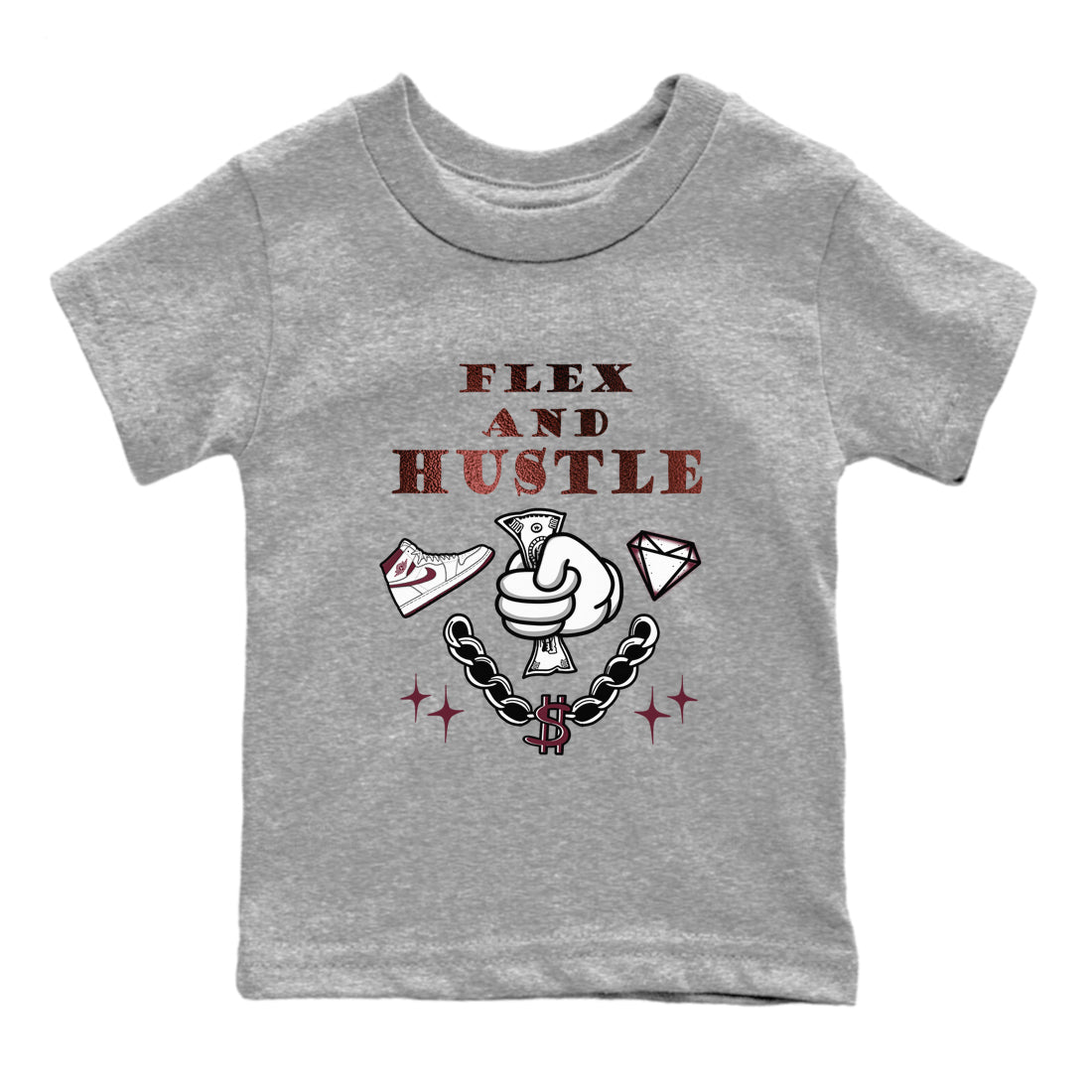 Flex And Hustle snkmatch Tees Kids - Air Jordan 1 Metallic Burgundy