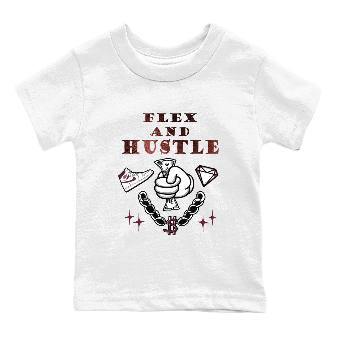 Flex And Hustle snkmatch Tees Kids - Air Jordan 1 Metallic Burgundy