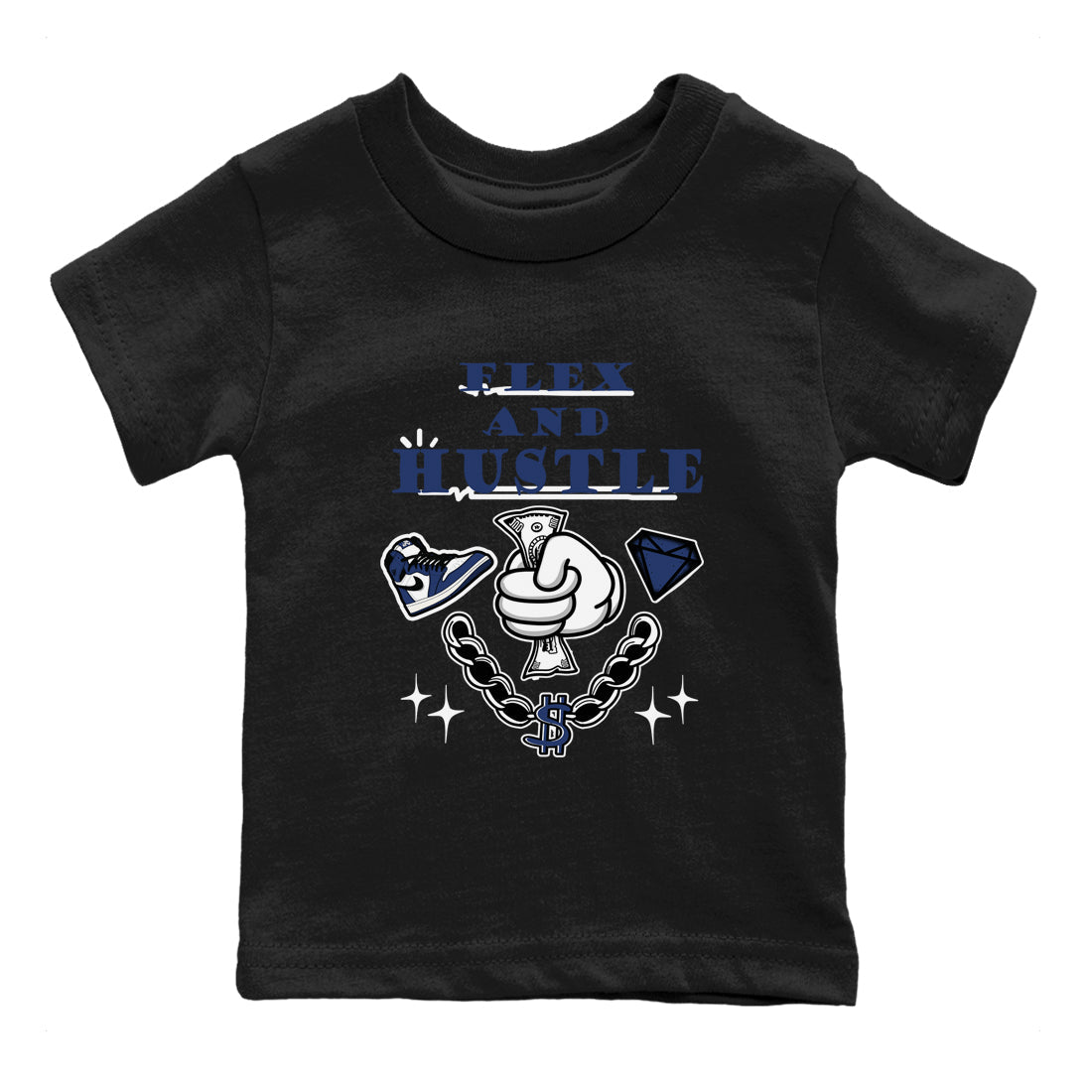 Flex And Hustle snkmatch Tees Kids - Air Jordan 1 Midnight Navy