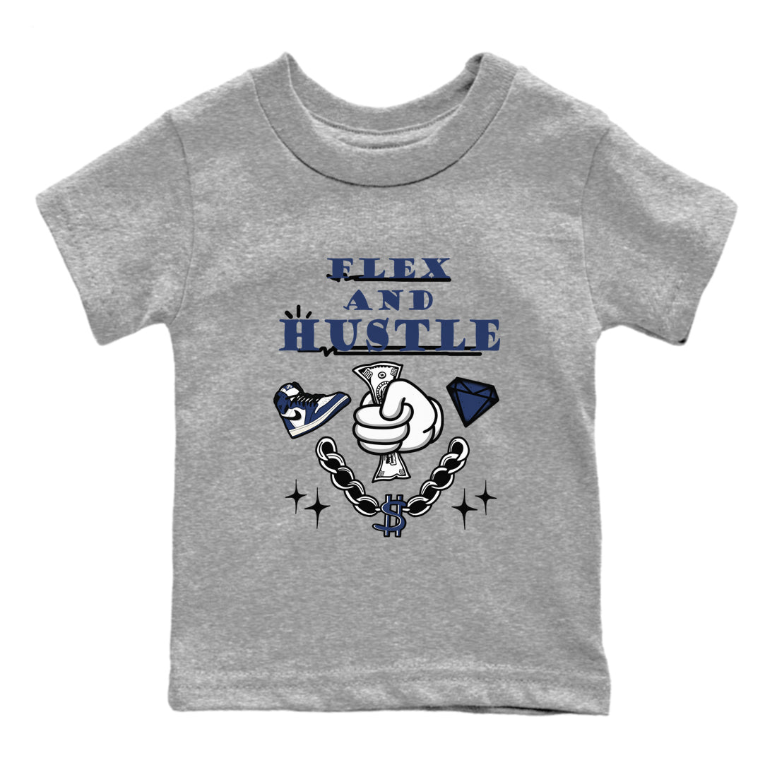 Flex And Hustle snkmatch Tees Kids - Air Jordan 1 Midnight Navy
