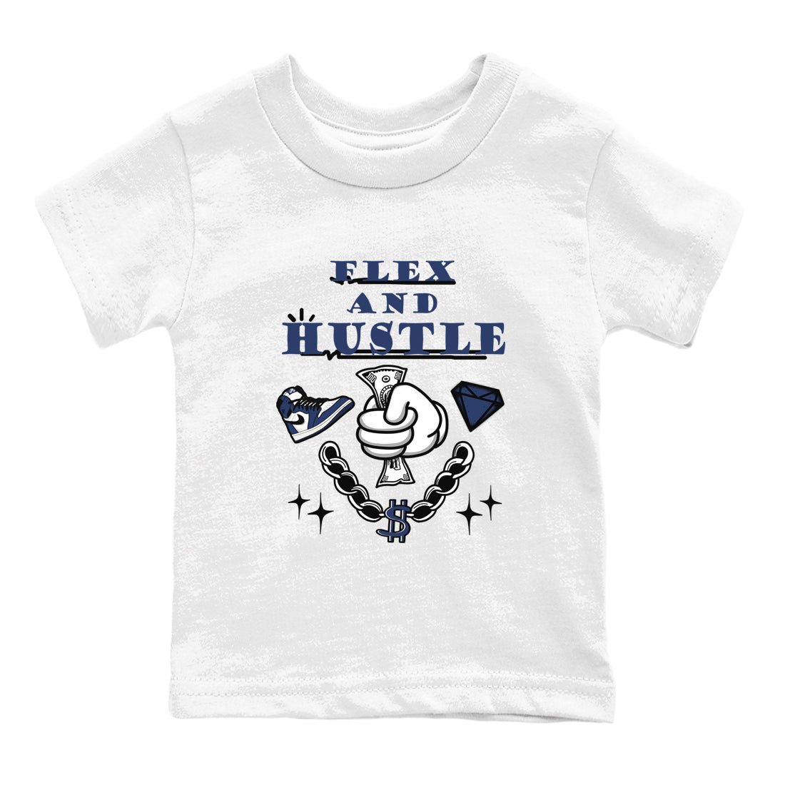 Flex And Hustle snkmatch Tees Kids - Air Jordan 1 Midnight Navy