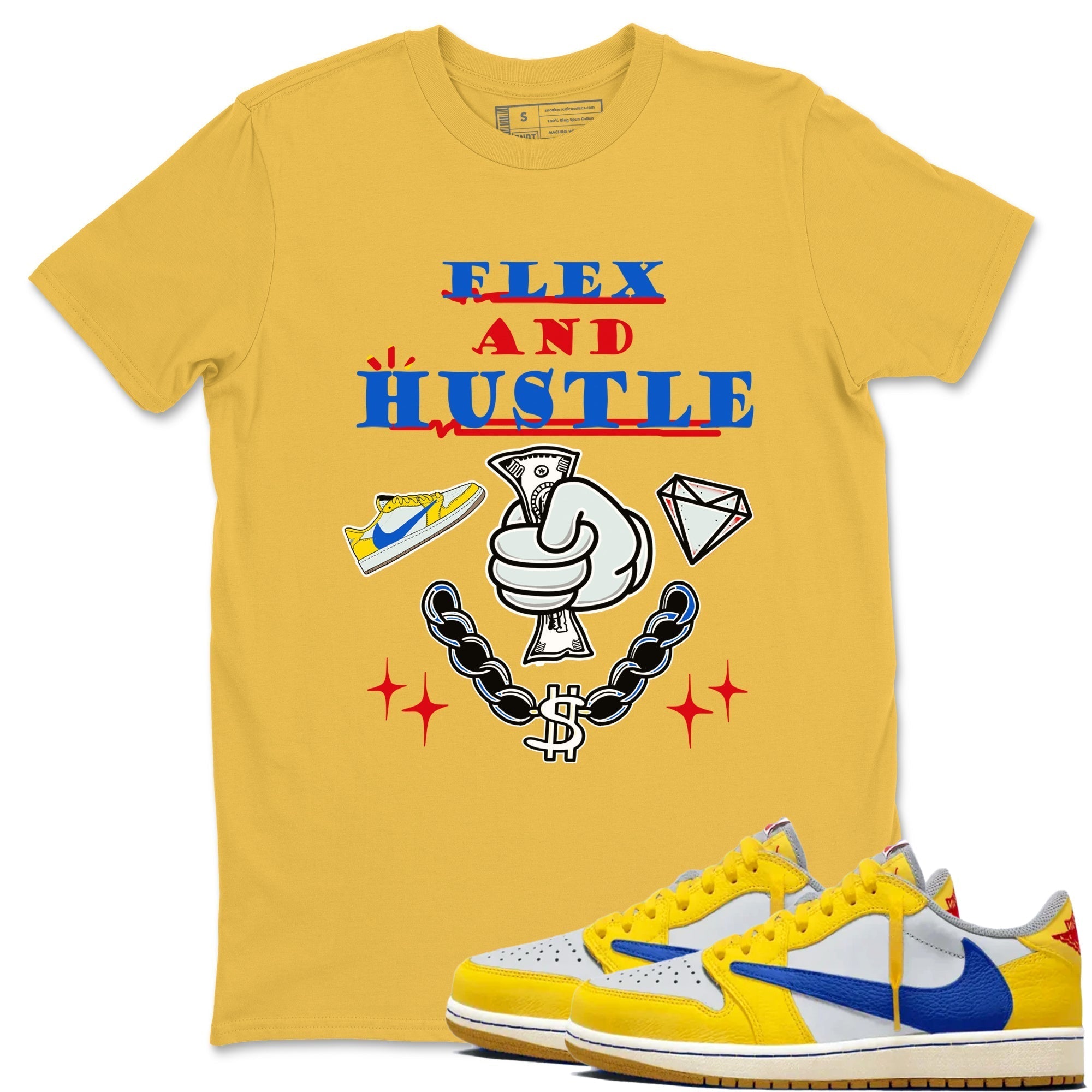 Flex And Hustle snkmatch Tees - Air Jordan 1 Travis Scott Canary