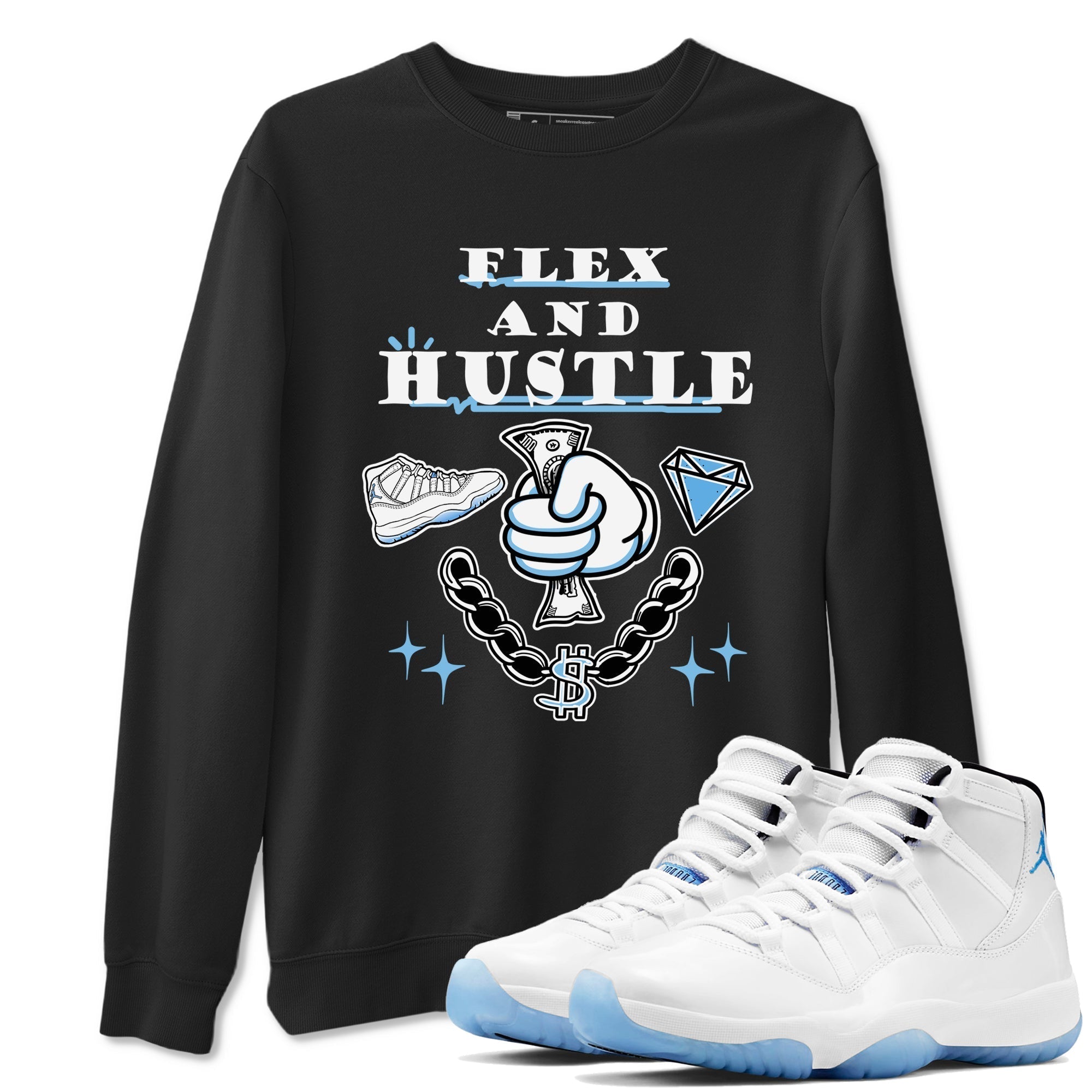 Flex And Hustle snkmatch Tees - Air Jordan 11 Legend Blue