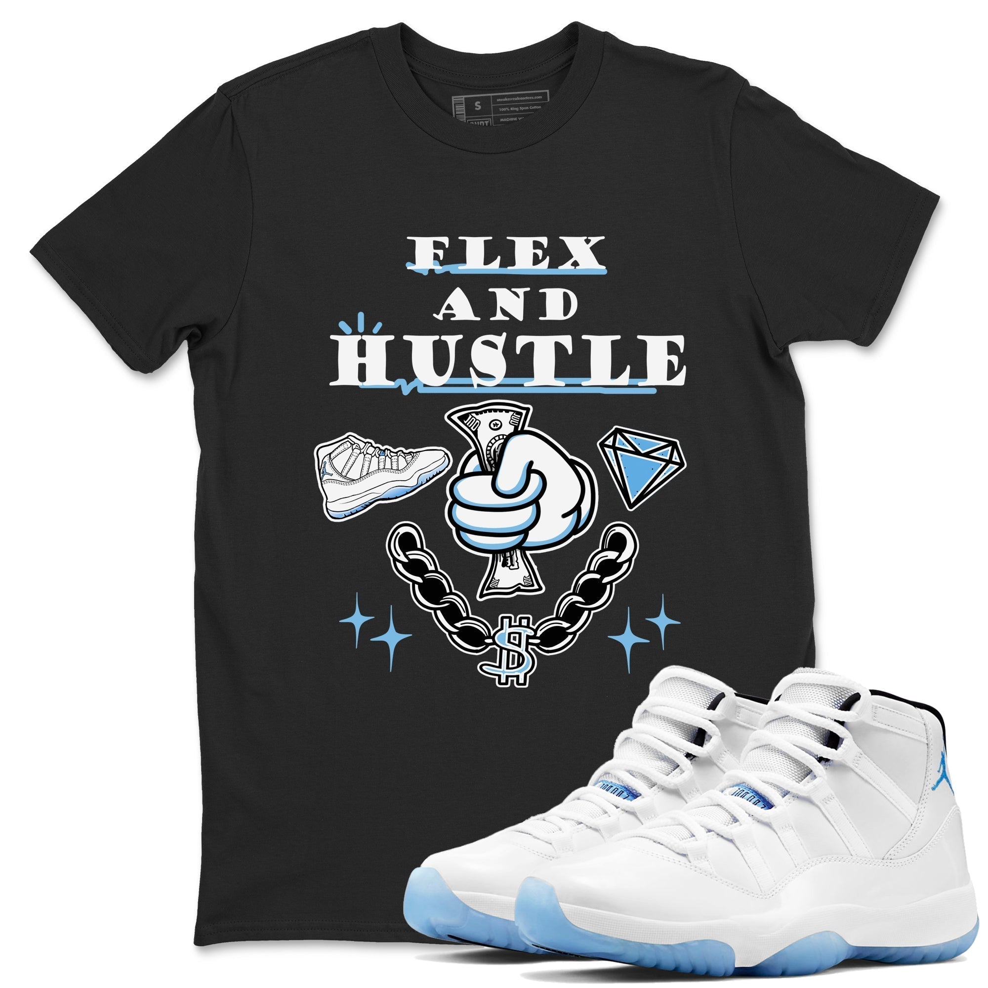 Flex And Hustle snkmatch Tees - Air Jordan 11 Legend Blue