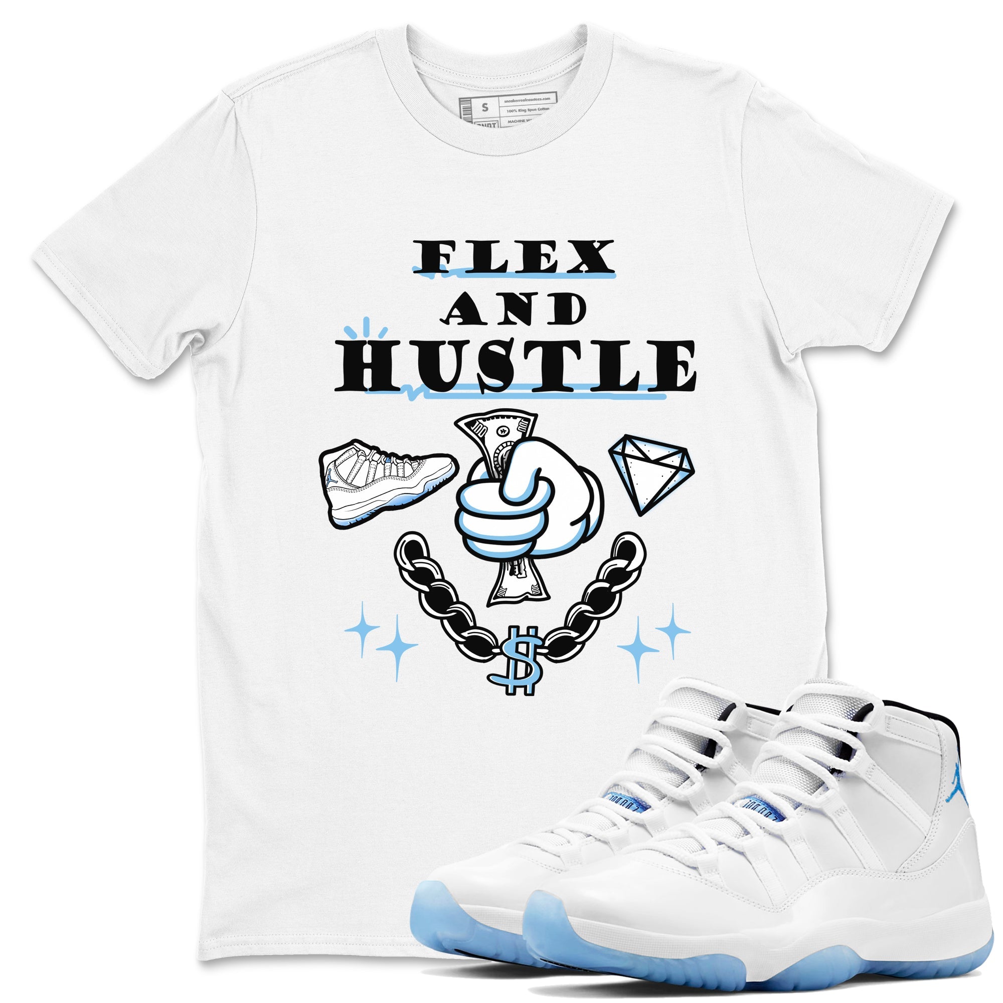 Flex And Hustle snkmatch Tees - Air Jordan 11 Legend Blue