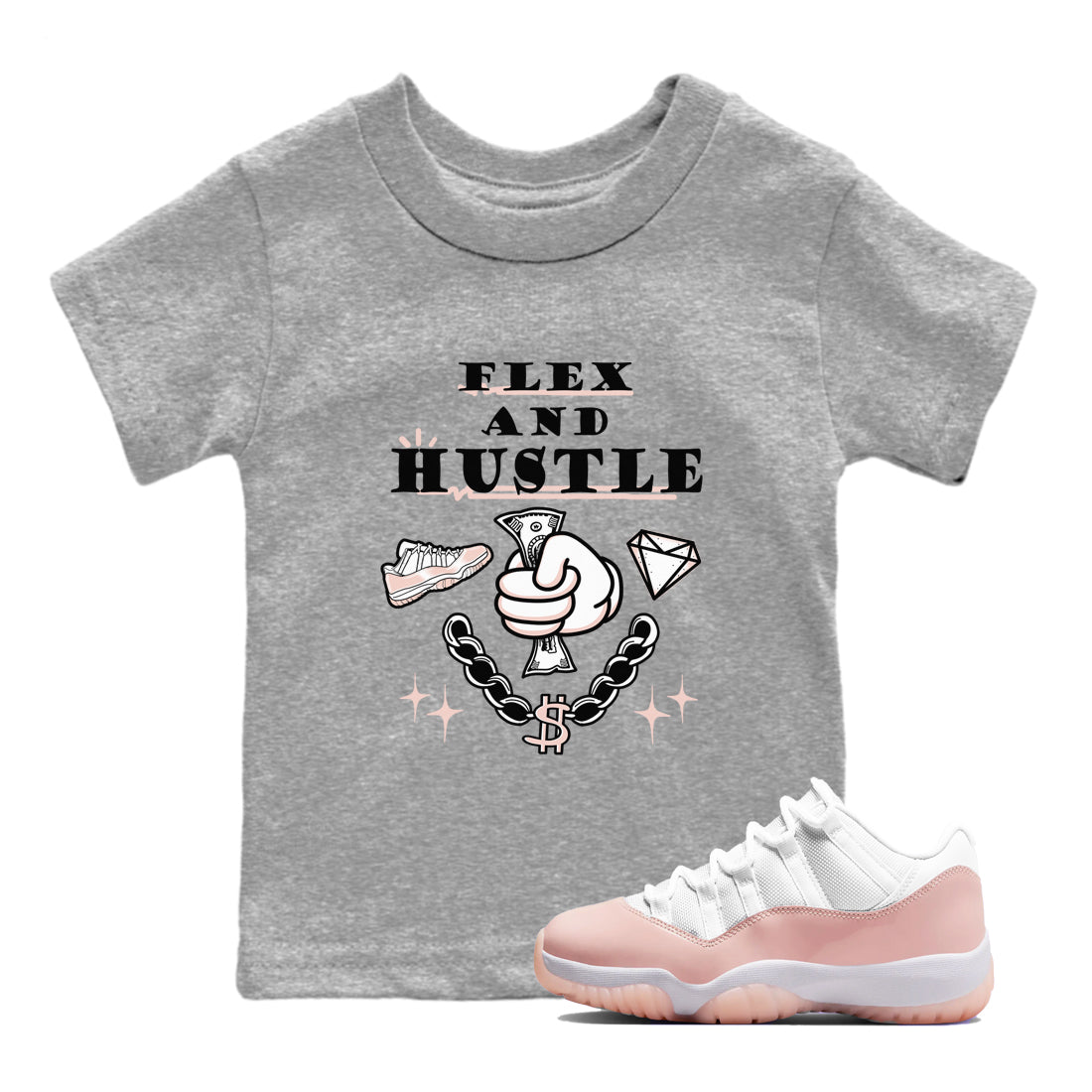 Flex And Hustle snkmatch Tees Kids - Air Jordan 11 Legend Pink