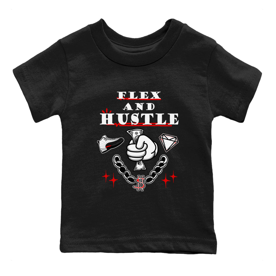 Flex And Hustle snkmatch Tees Kids - Air Jordan 12 Taxi Flip