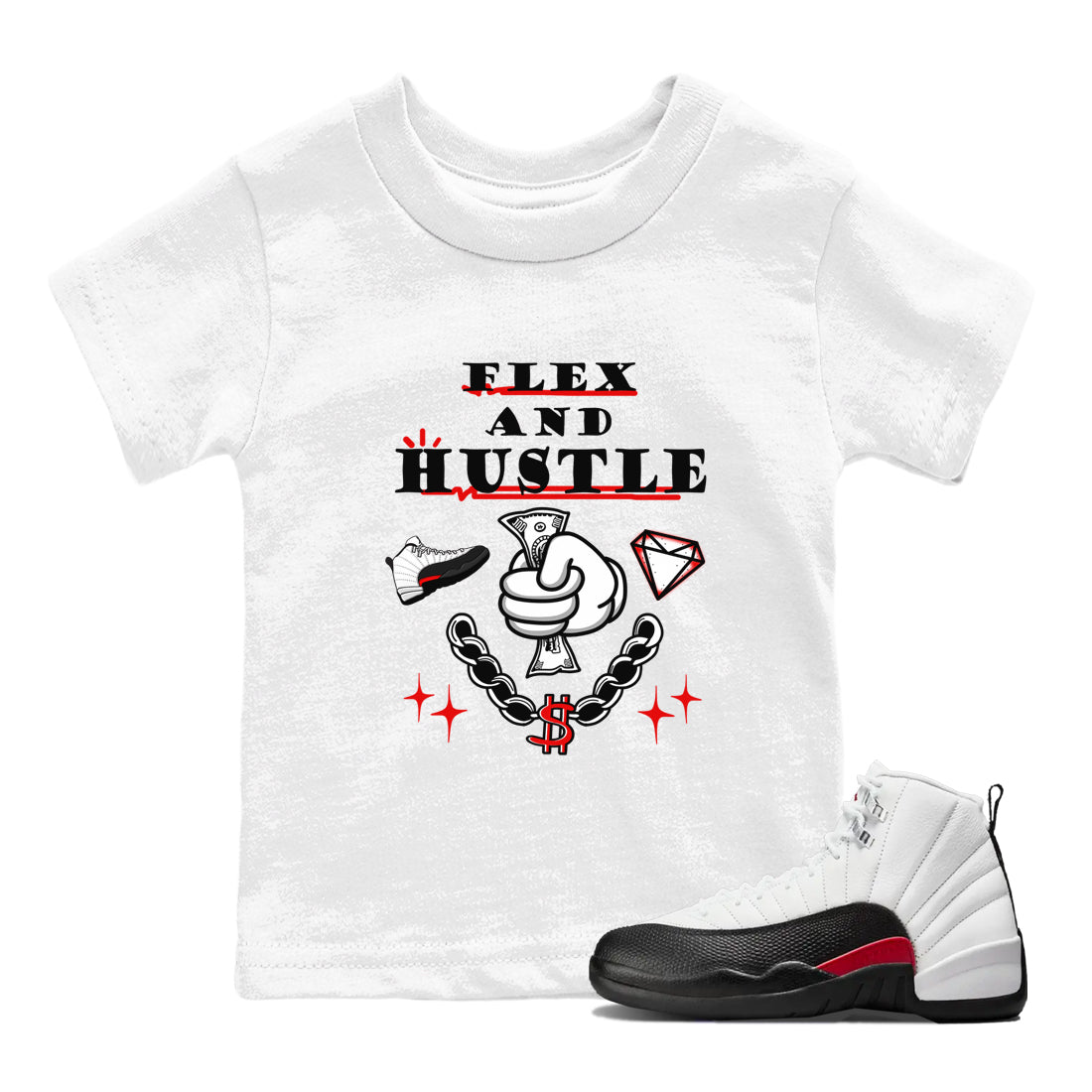 Flex And Hustle snkmatch Tees Kids - Air Jordan 12 Taxi Flip