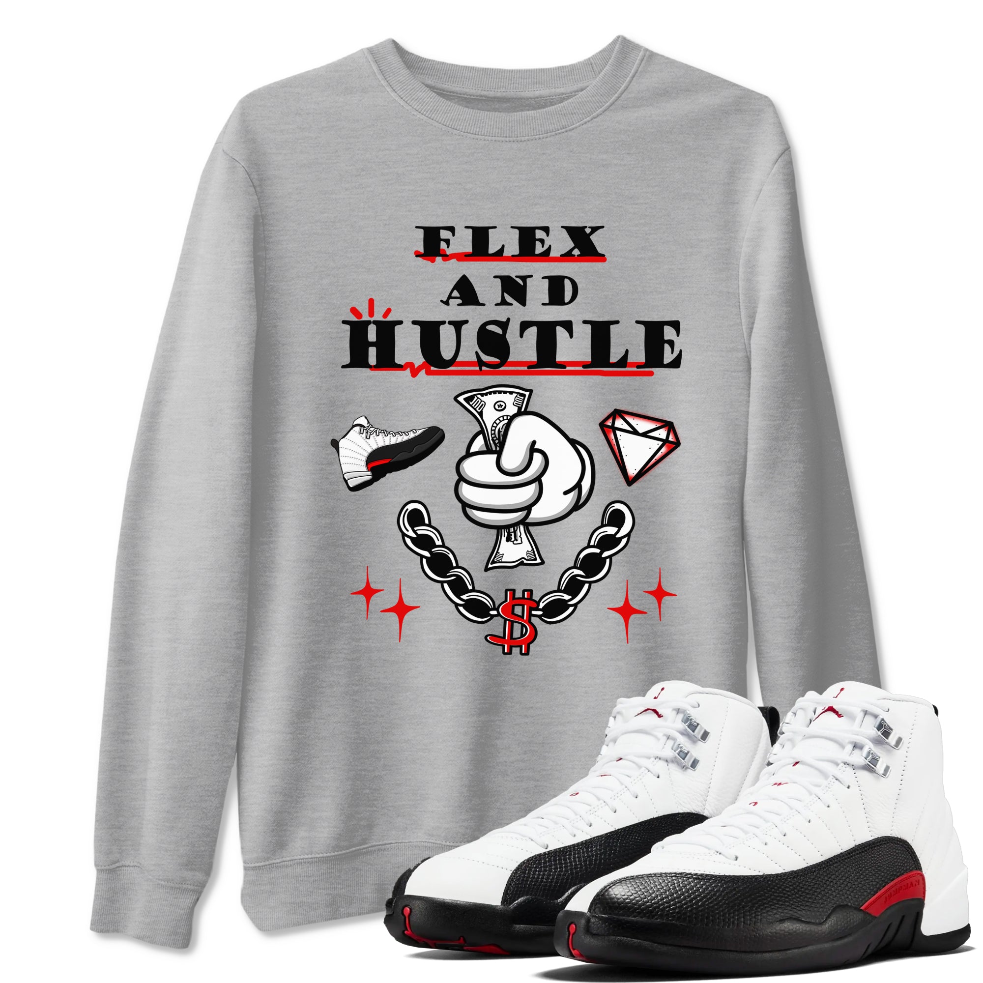 Flex And Hustle snkmatch Tees - Air Jordan 12 Taxi Flip