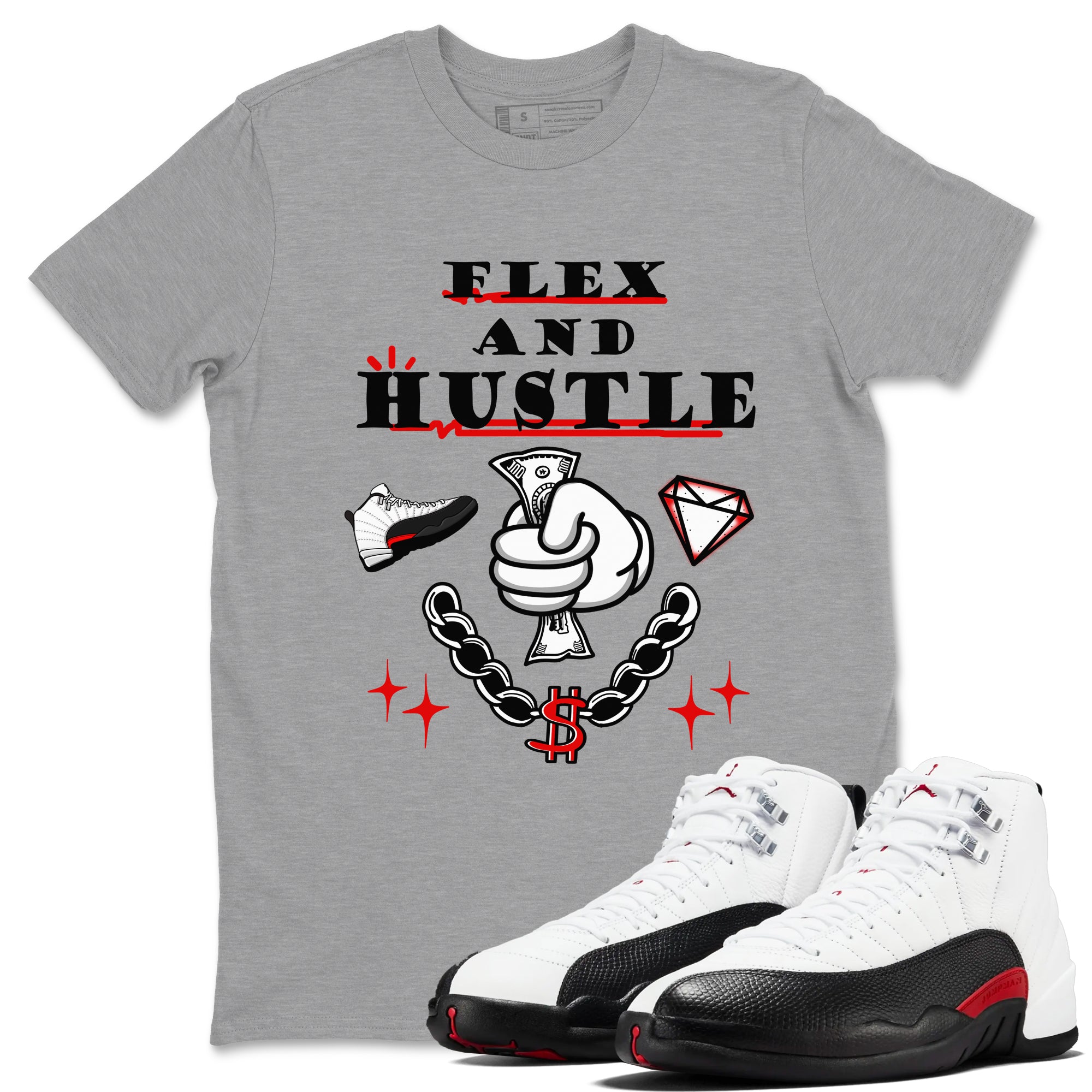 Flex And Hustle snkmatch Tees - Air Jordan 12 Taxi Flip