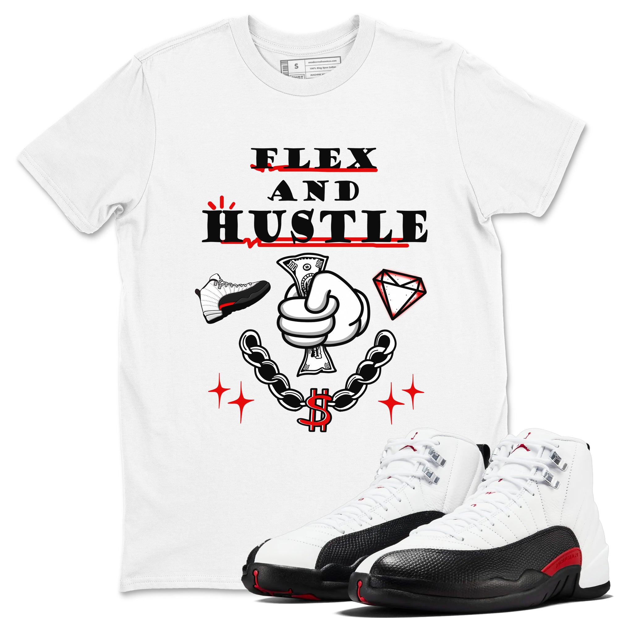 Flex And Hustle snkmatch Tees - Air Jordan 12 Taxi Flip