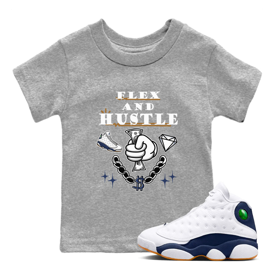 Flex And Hustle snkmatch Tees Kids - Air Jordan 13 Midnight Navy