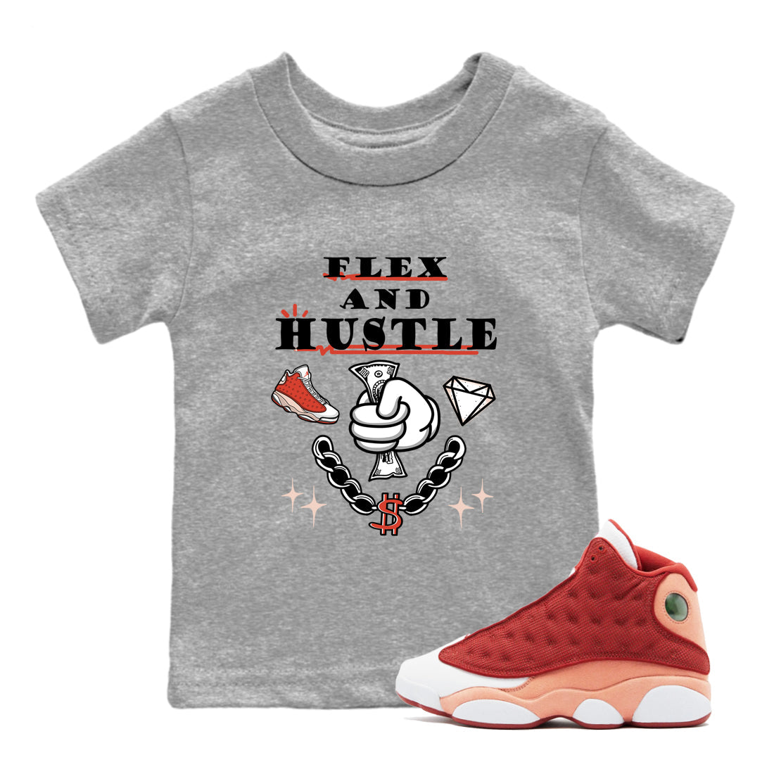 Flex And Hustle snkmatch Tees Kids - Air Jordan 13 Dune Red