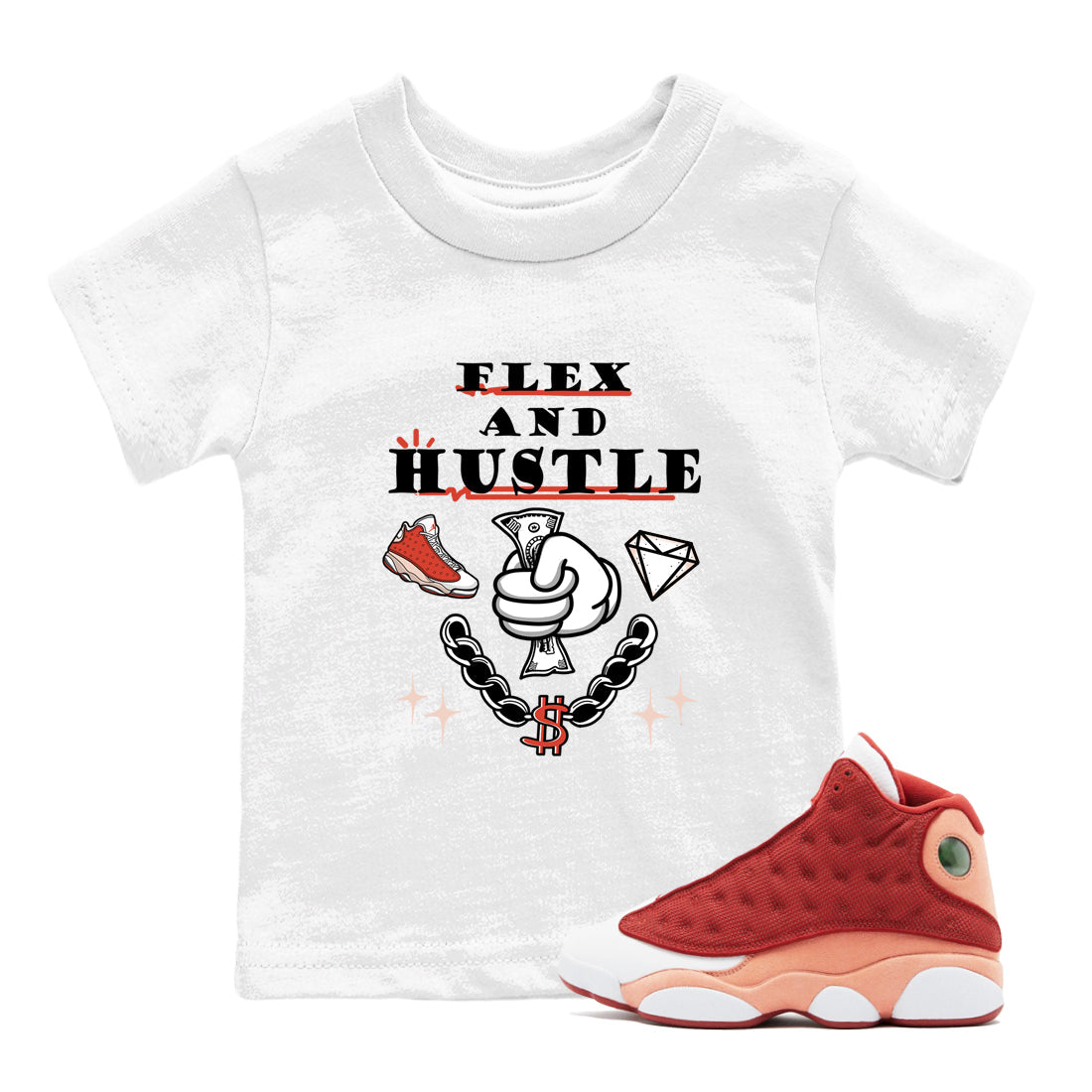 Flex And Hustle snkmatch Tees Kids - Air Jordan 13 Dune Red