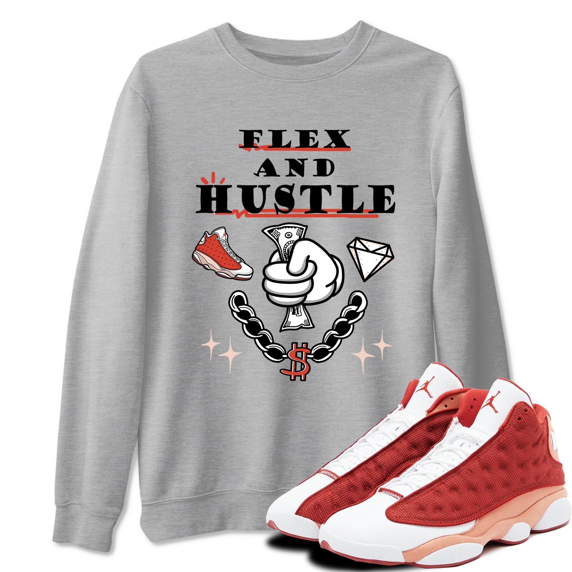 Flex And Hustle snkmatch Tees - Air Jordan 13 Dune Red