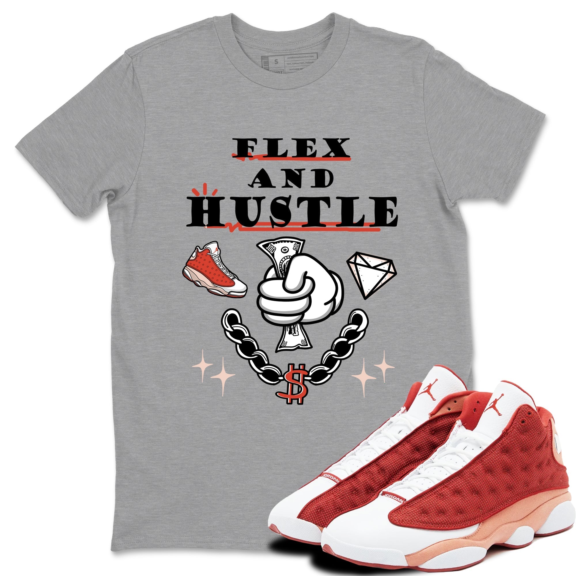 Flex And Hustle snkmatch Tees - Air Jordan 13 Dune Red