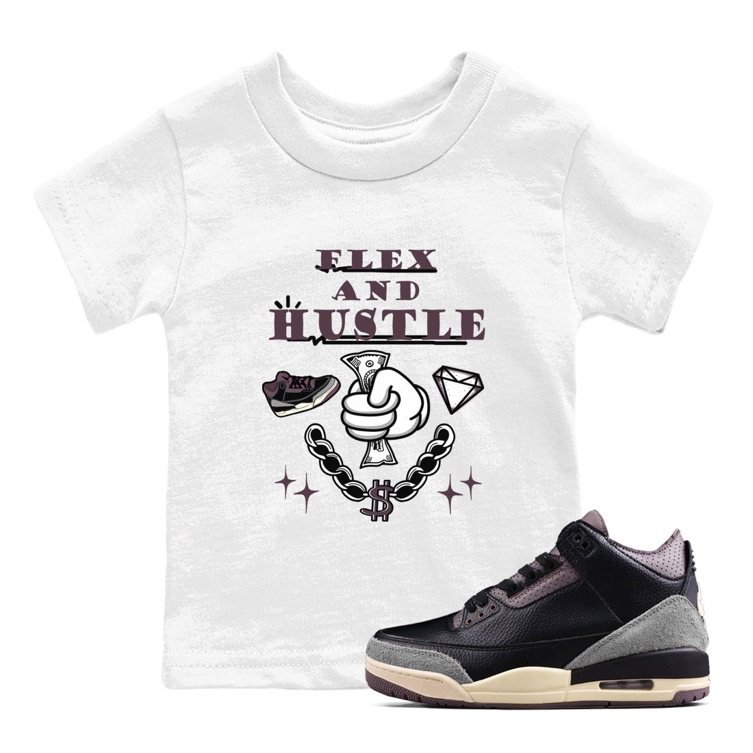 Flex And Hustle snkmatch Tees Kids - Air Jordan 3 A Ma Maniere x Black