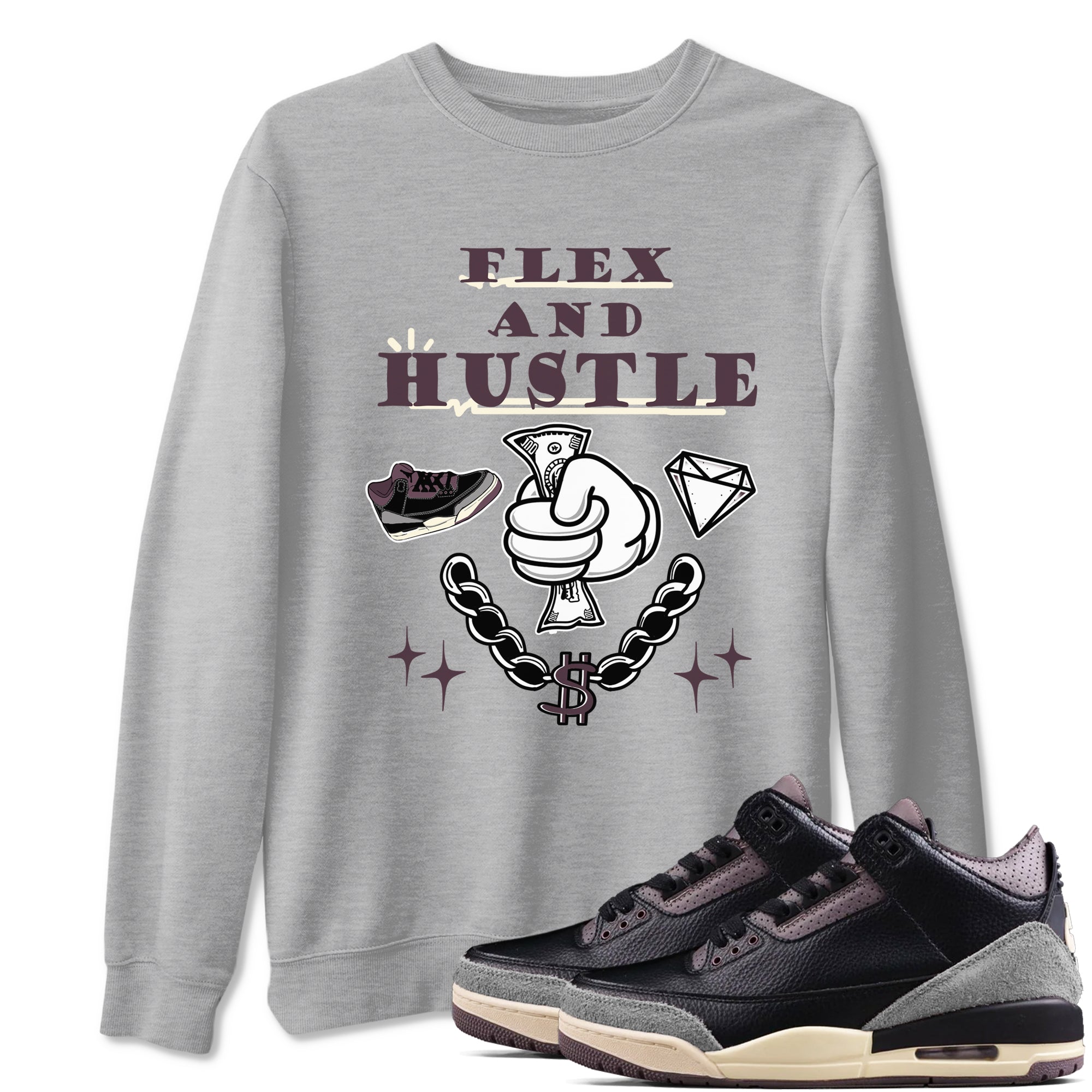 Flex And Hustle snkmatch Tees - Air Jordan 3 A Ma Maniere x Black