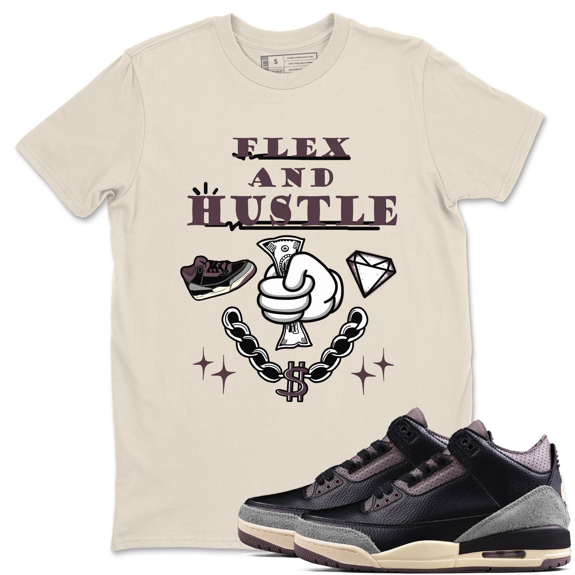 Flex And Hustle snkmatch Tees - Air Jordan 3 A Ma Maniere x Black