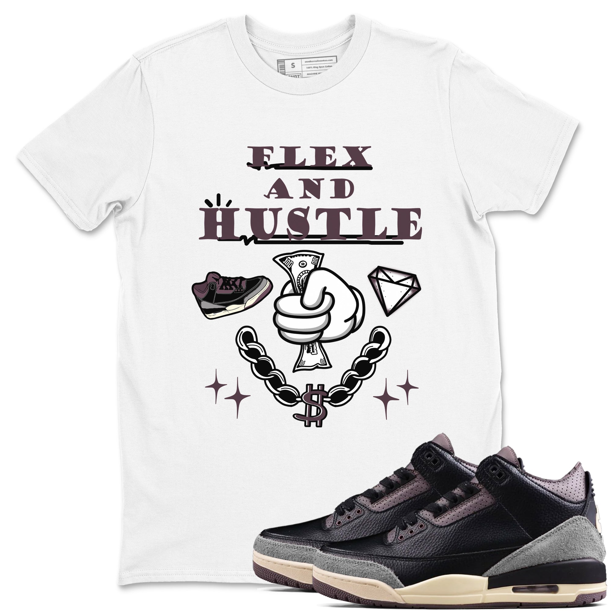 Flex And Hustle snkmatch Tees - Air Jordan 3 A Ma Maniere x Black